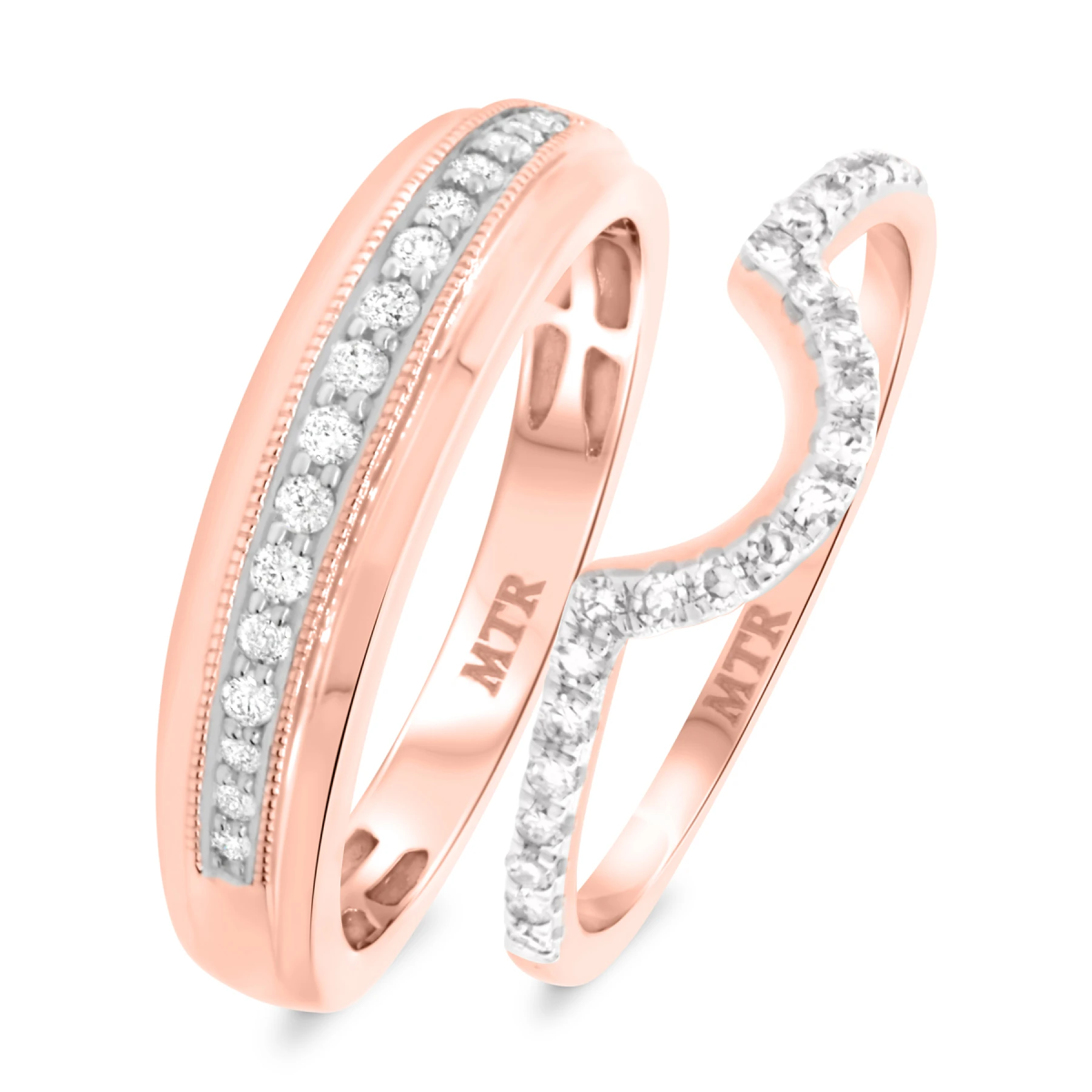 Peony 3/8 ct tw. Diamond Wedding Band Set - view 1