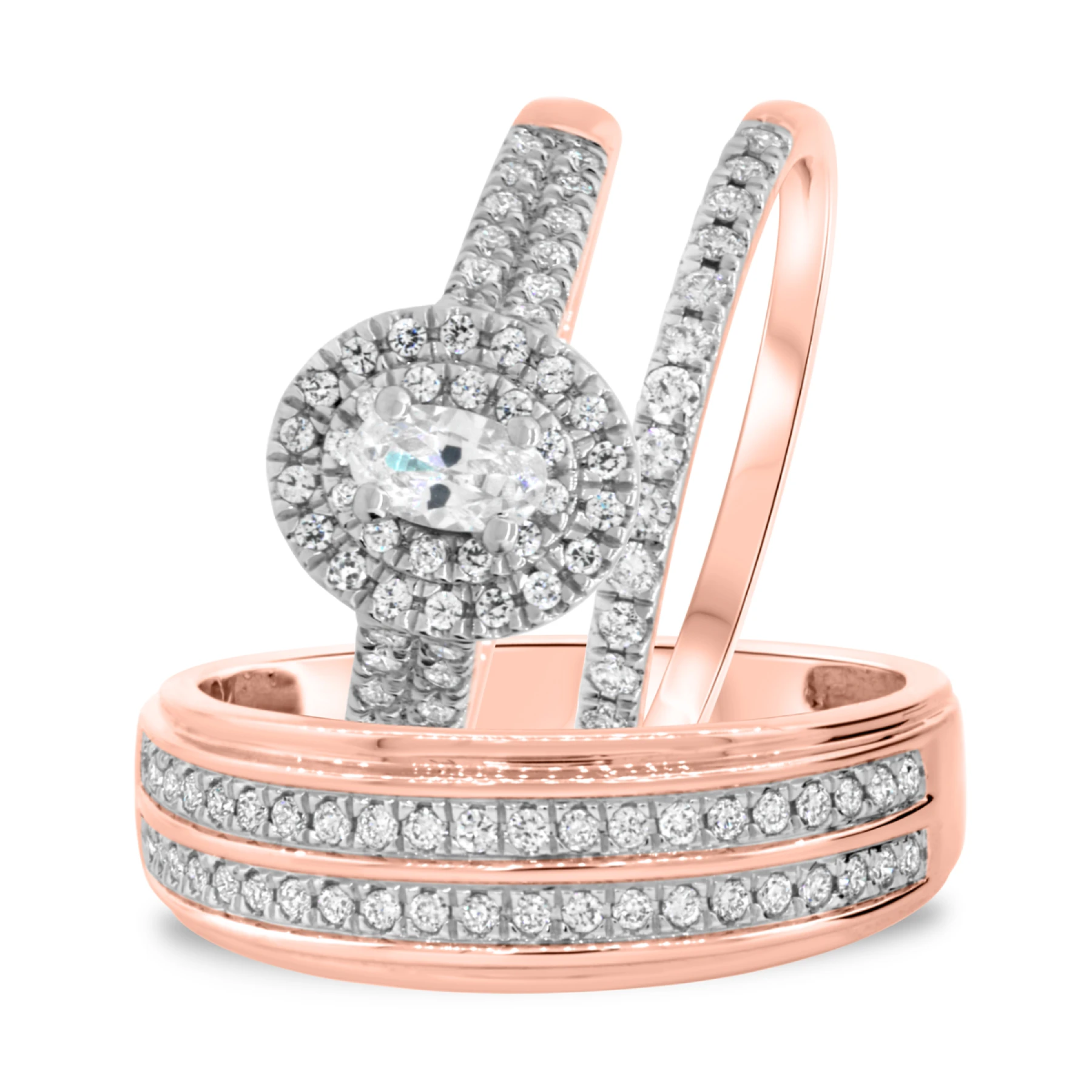 Sonny 7/8 ct tw. Lab Grown Diamond Oval Solitaire Trio Set - view 1