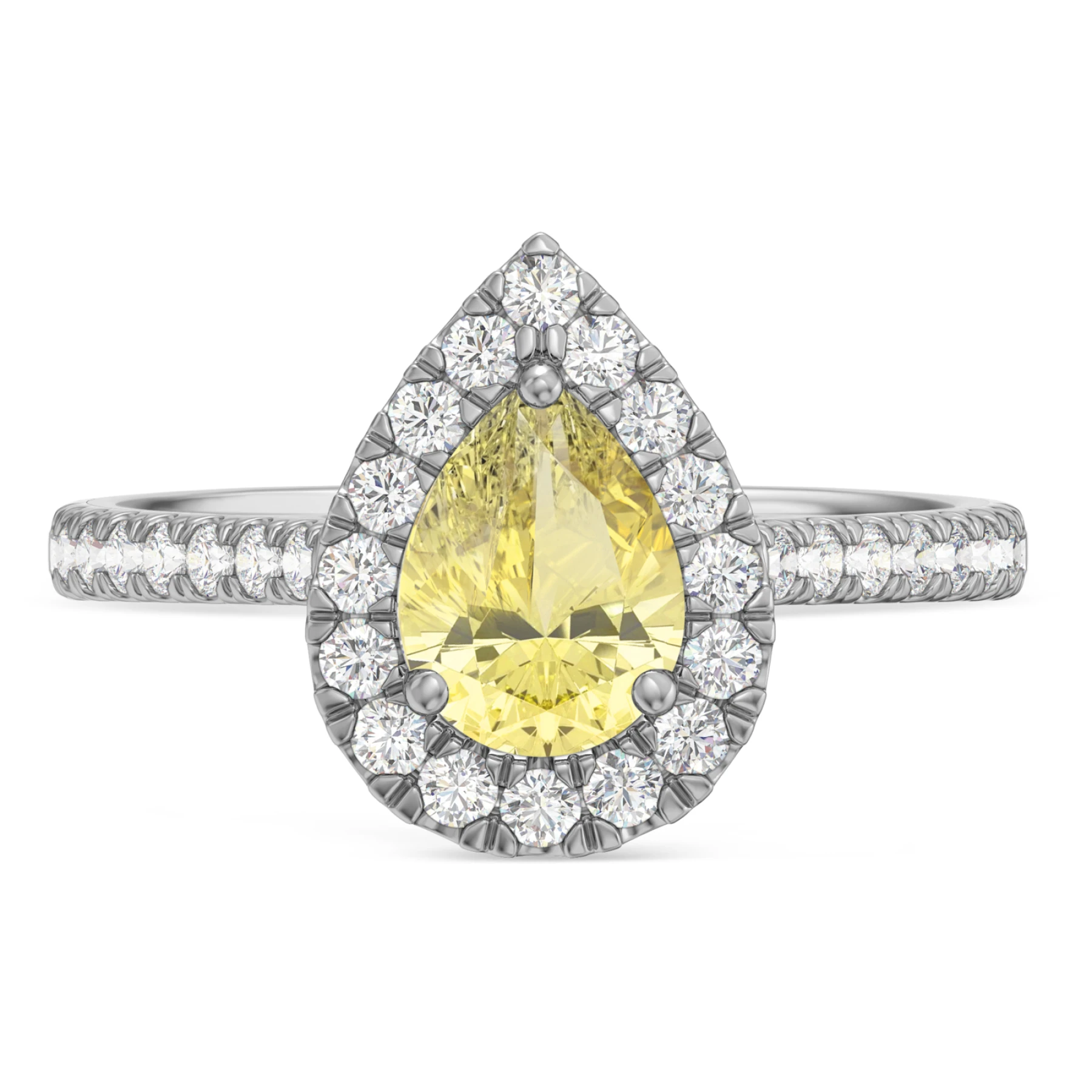 Frea 1 7/8 ct tw. Lab Grown Pear Solitaire Yellow Diamond Engagement Ring