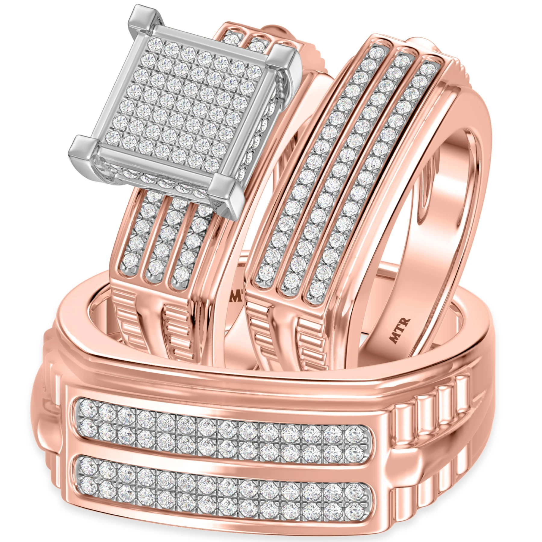 Beau 3/4 ct tw. Princess Cluster Trio Set