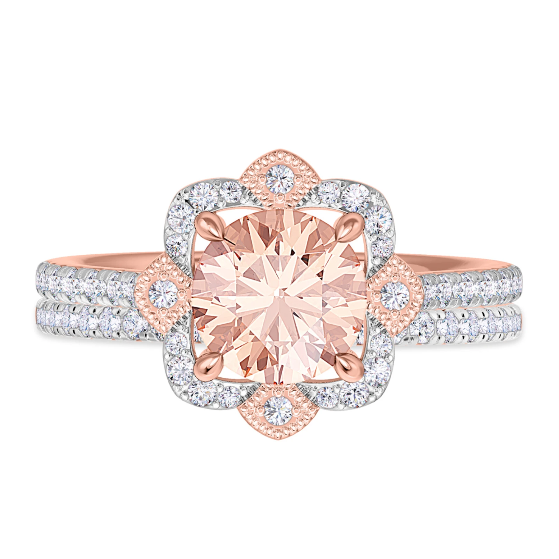 Hart 1 7/8 CT. T.W. Morganite and Diamond Matching Bridal Ring Set