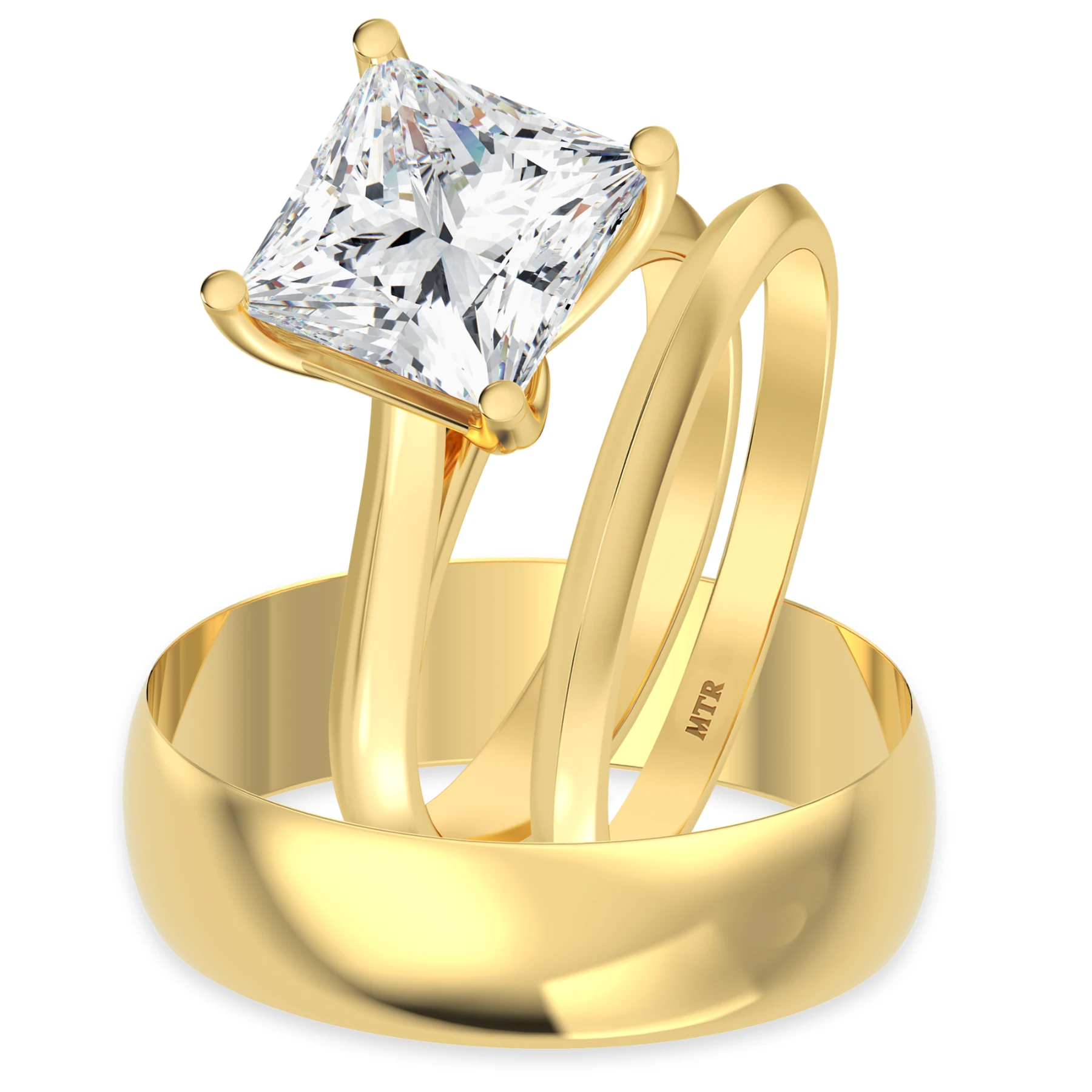 Jena 3 ct tw. Lab Grown Diamond Princess Solitaire Trio Set - view 1