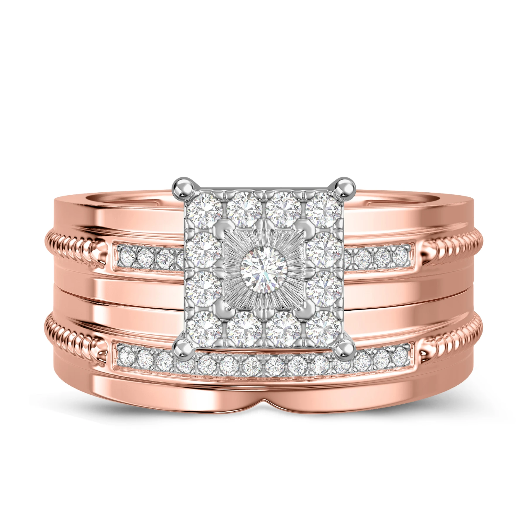 Harmonee 3/8 CT. T.W. Diamond Princess Cluster Bridal Set - view 1