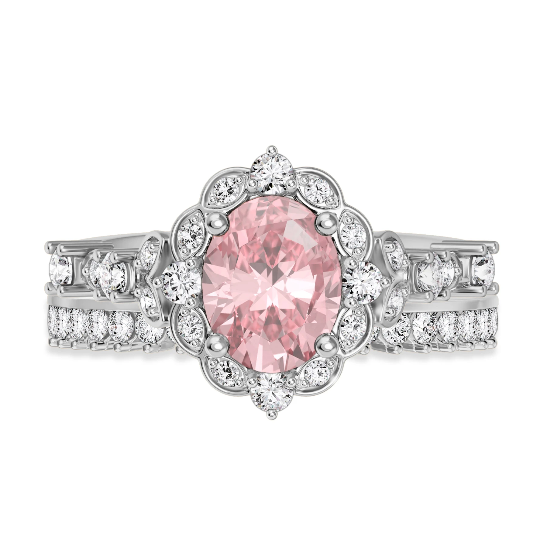 Bria 2 1/6 Carat T.W. Morganite and Diamond Matching Bridal Set Vermeil