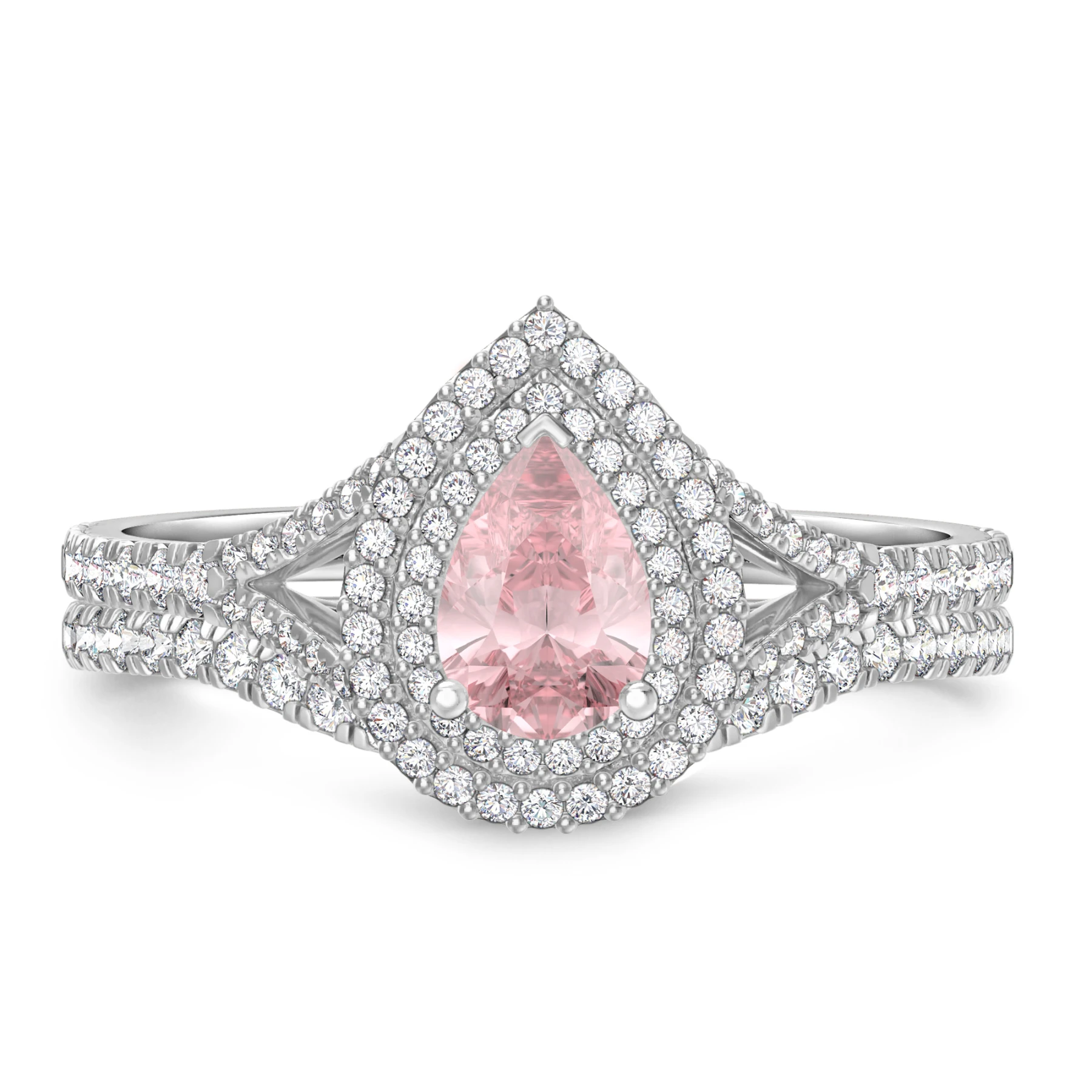 Chiffon 1 7/8 CT. T.W. Morganite and Diamond Matching Bridal Set 14K White