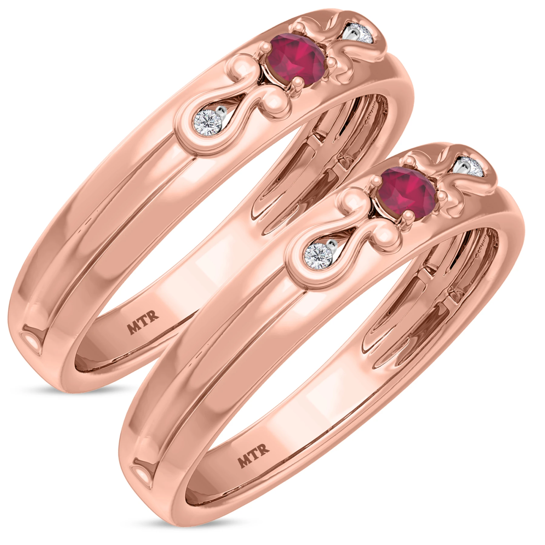 Garland 1/4 CT. T.W. Ruby and Diamond Matching Same Sex Mens Band Set - view 1