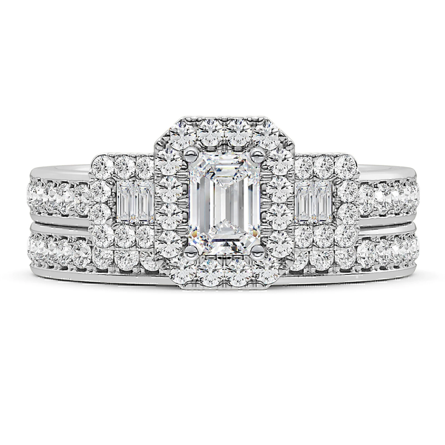 Sapphira 2 CT. T.W. Diamond Emerald Solitaire Bridal Set 950 - view 1