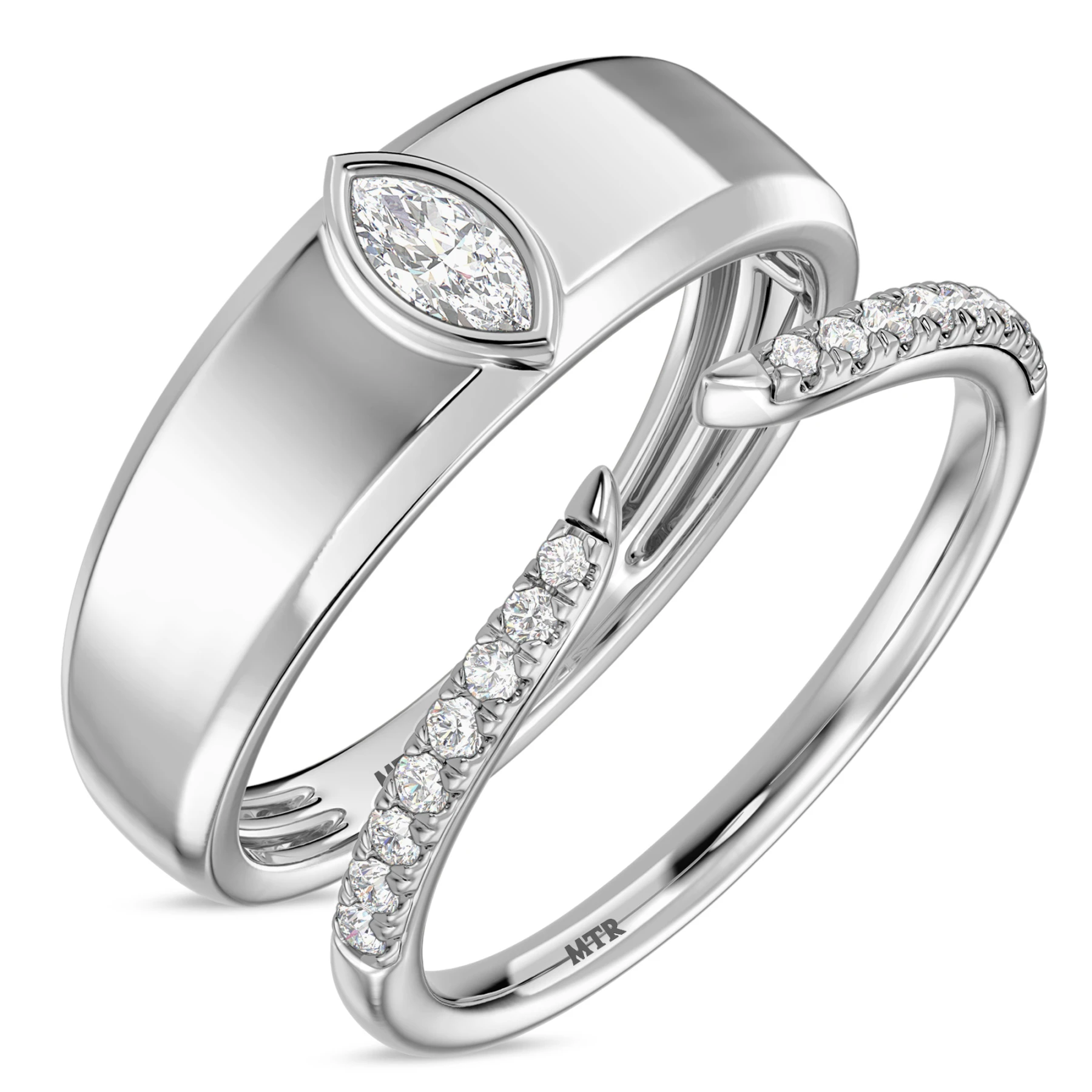 Niu 3/8 ct tw. Lab Grown Diamond Wedding Band Set
