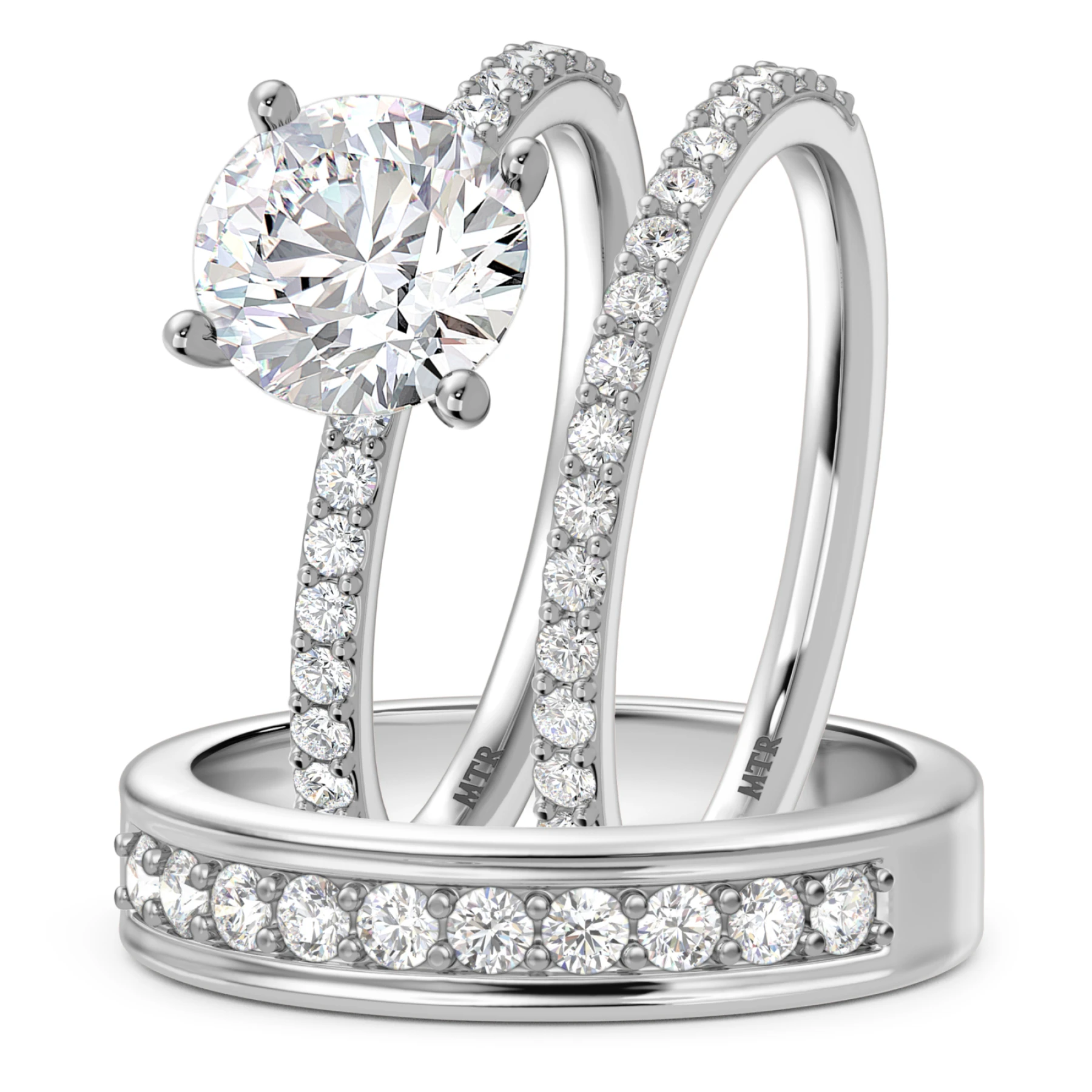 Keanu 3 ct tw. Lab Grown Diamond Round Solitaire Trio Set - view 1