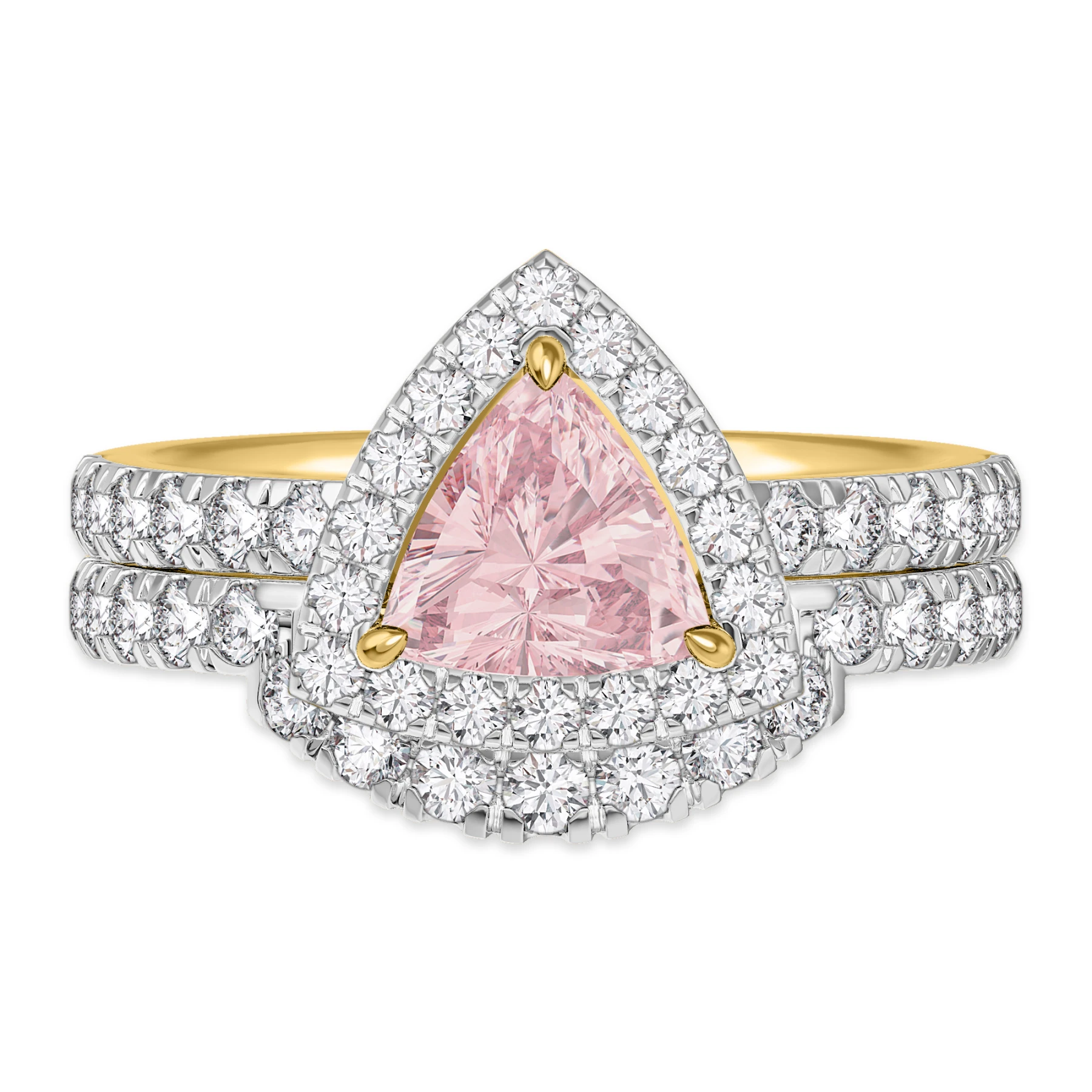 Arden 1 2/3 CT. T.W. Morganite and Diamond Matching Bridal Set 14K Yellow Gold