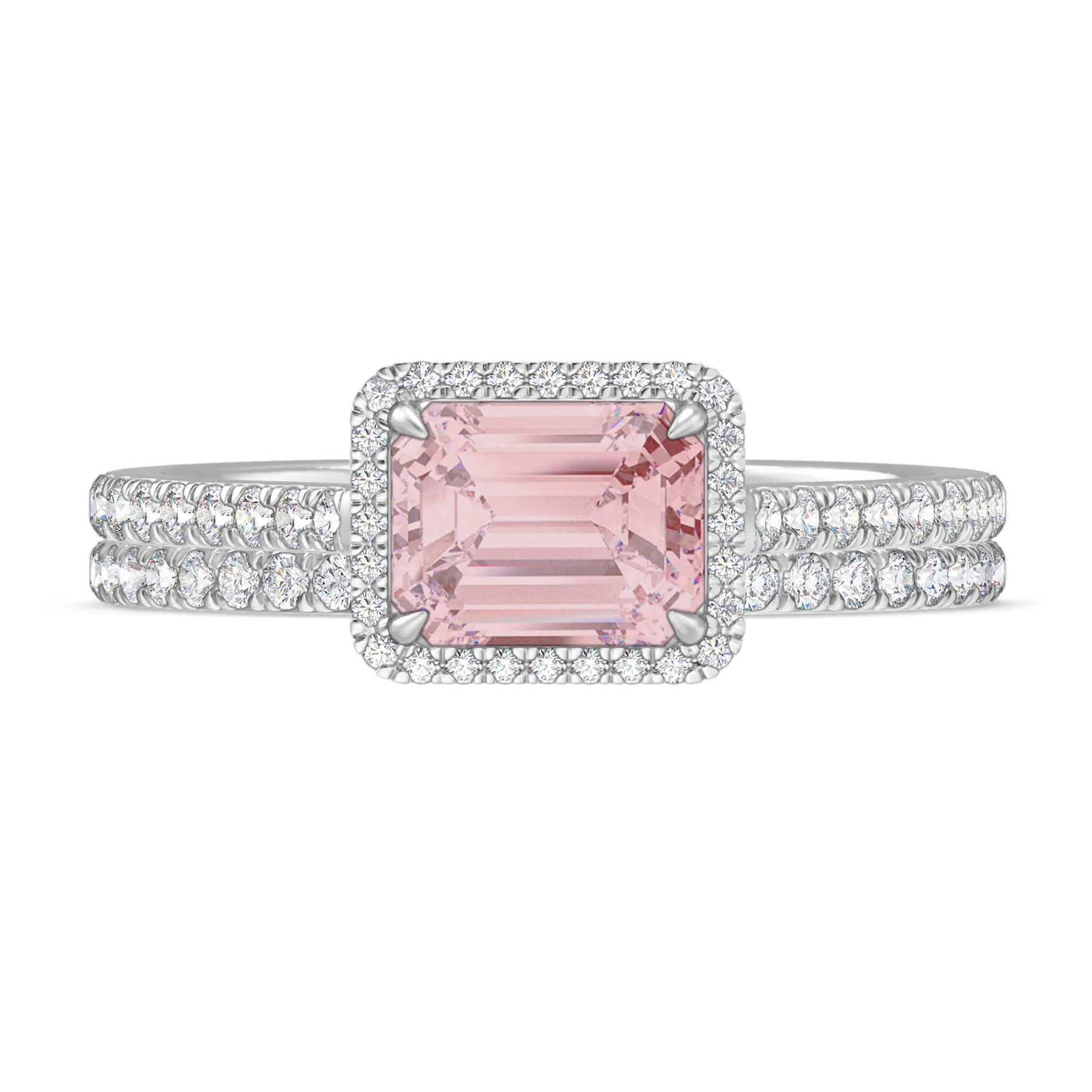 Madden 2 5/8 CT. T.W. Morganite and Diamond Matching Bridal Set Vermeil