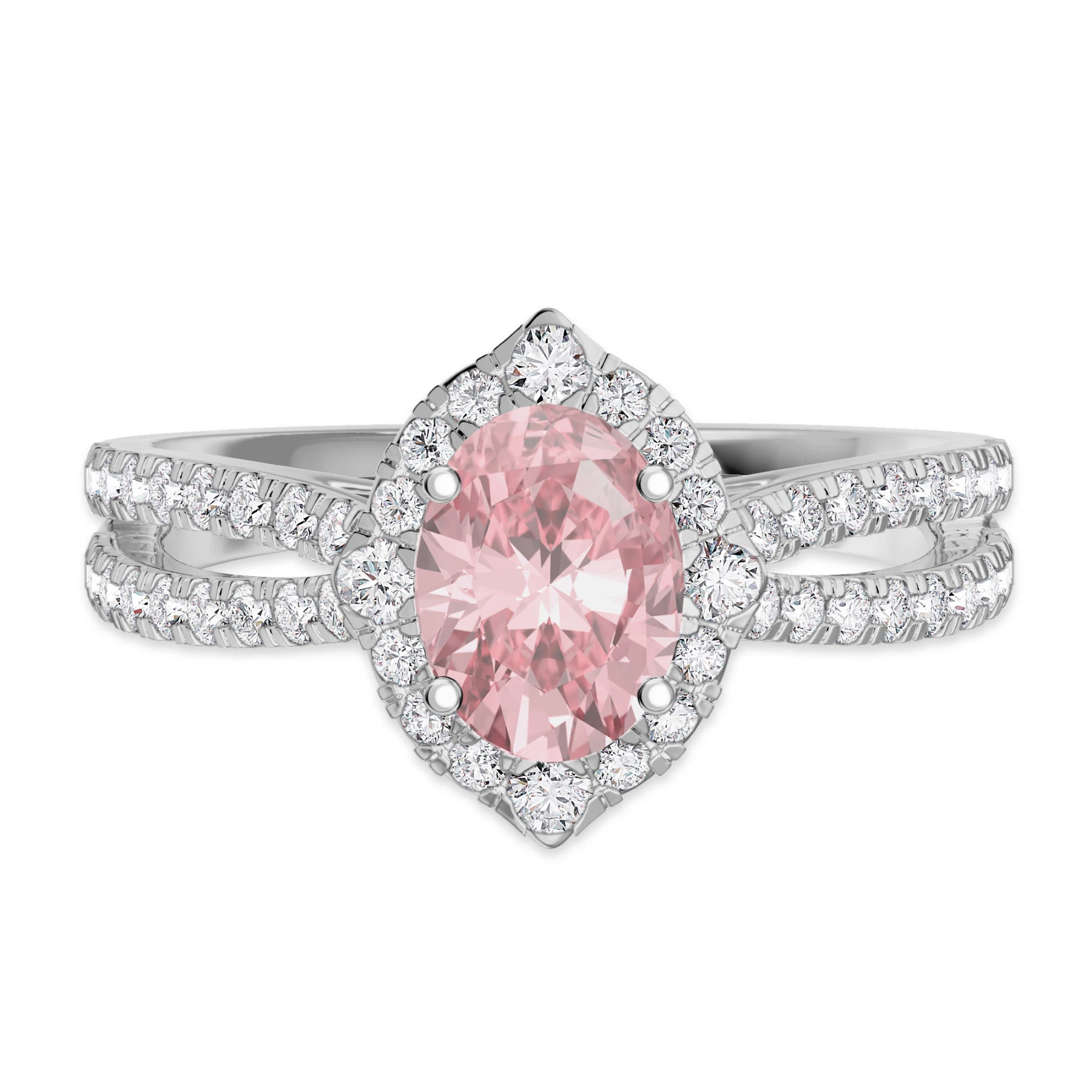 Sutton 1 1/2 Carat T.W. Morganite and diamond Engagement Ring Vermeil