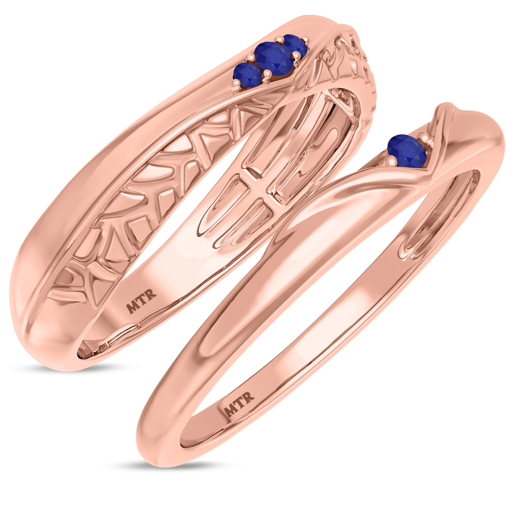 Neeja 1/6 Carat T.W. Sapphire and Diamond Matching Wedding Band Set - view 1
