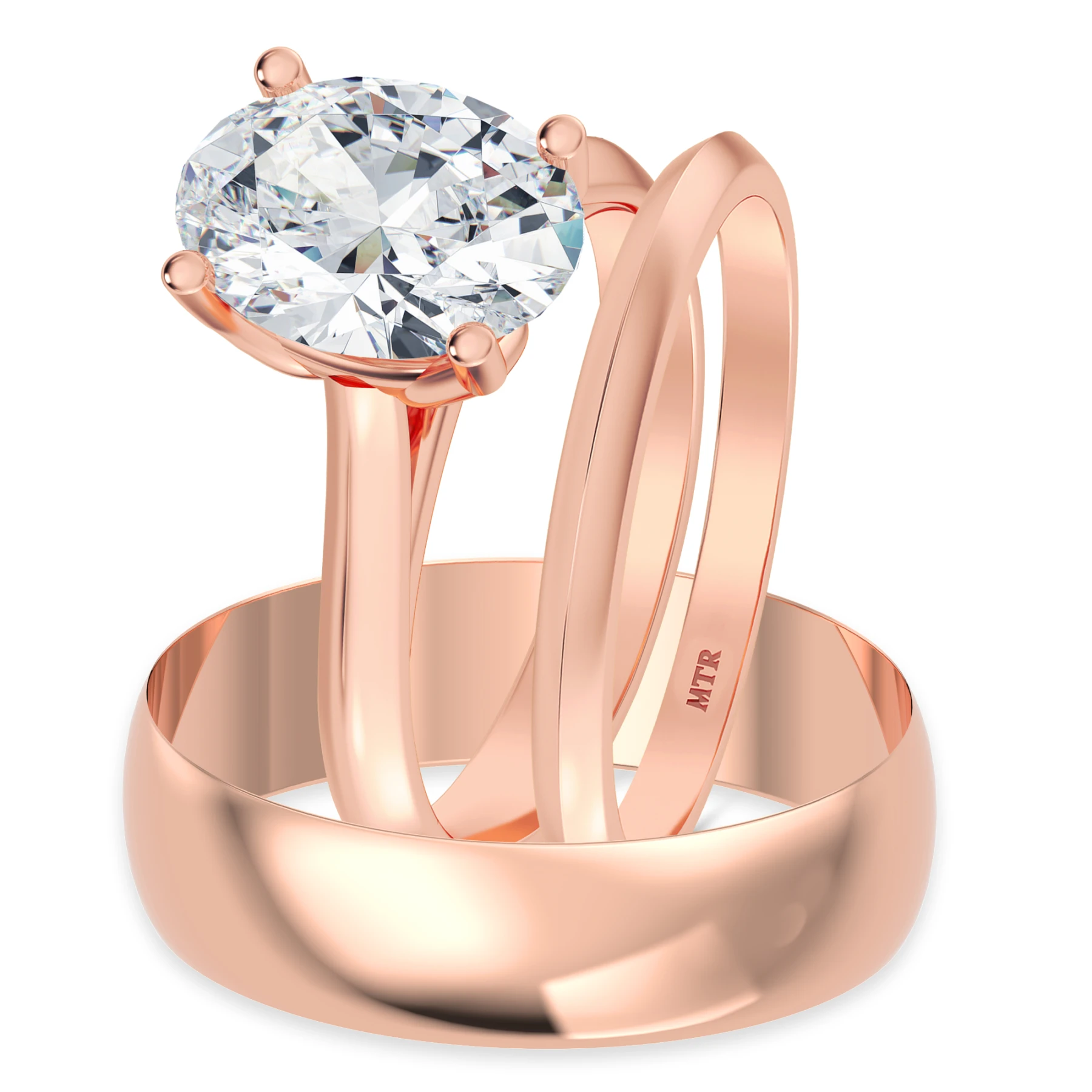 Jena 2 ct tw. Lab Grown Diamond Oval Solitaire Trio Set - view 1