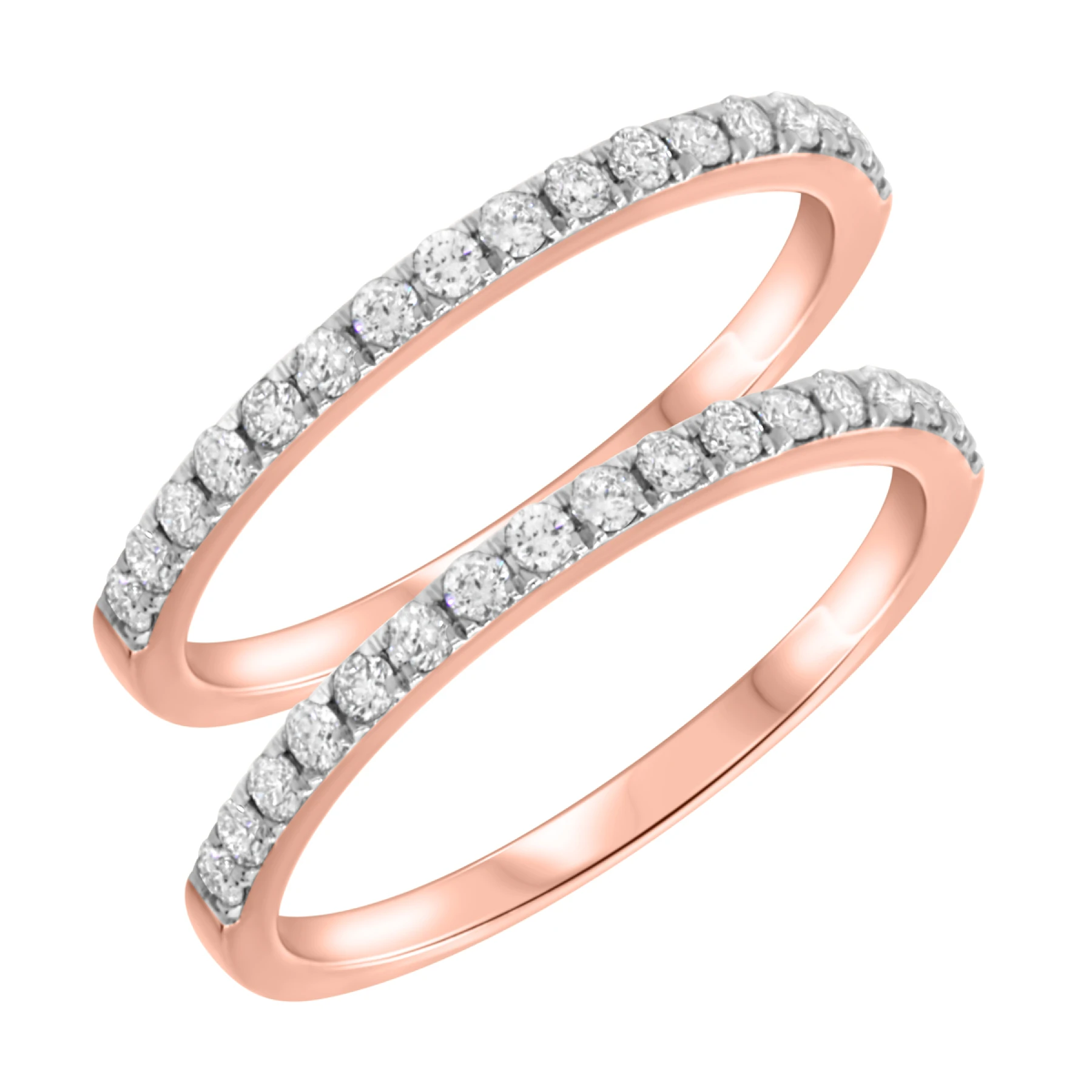 Khadija 1/2 ct tw. Diamond Same Sex Ladies Band Set 10K Rose Solid Gold - view 1