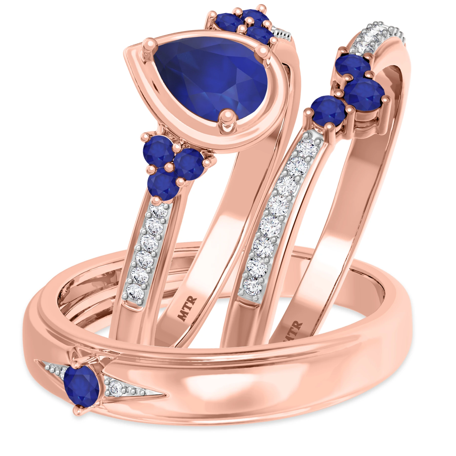 Abilia 1 1/5 Carat T.W. Sapphire and Diamond Trio Matching Wedding Ring Set - view 1