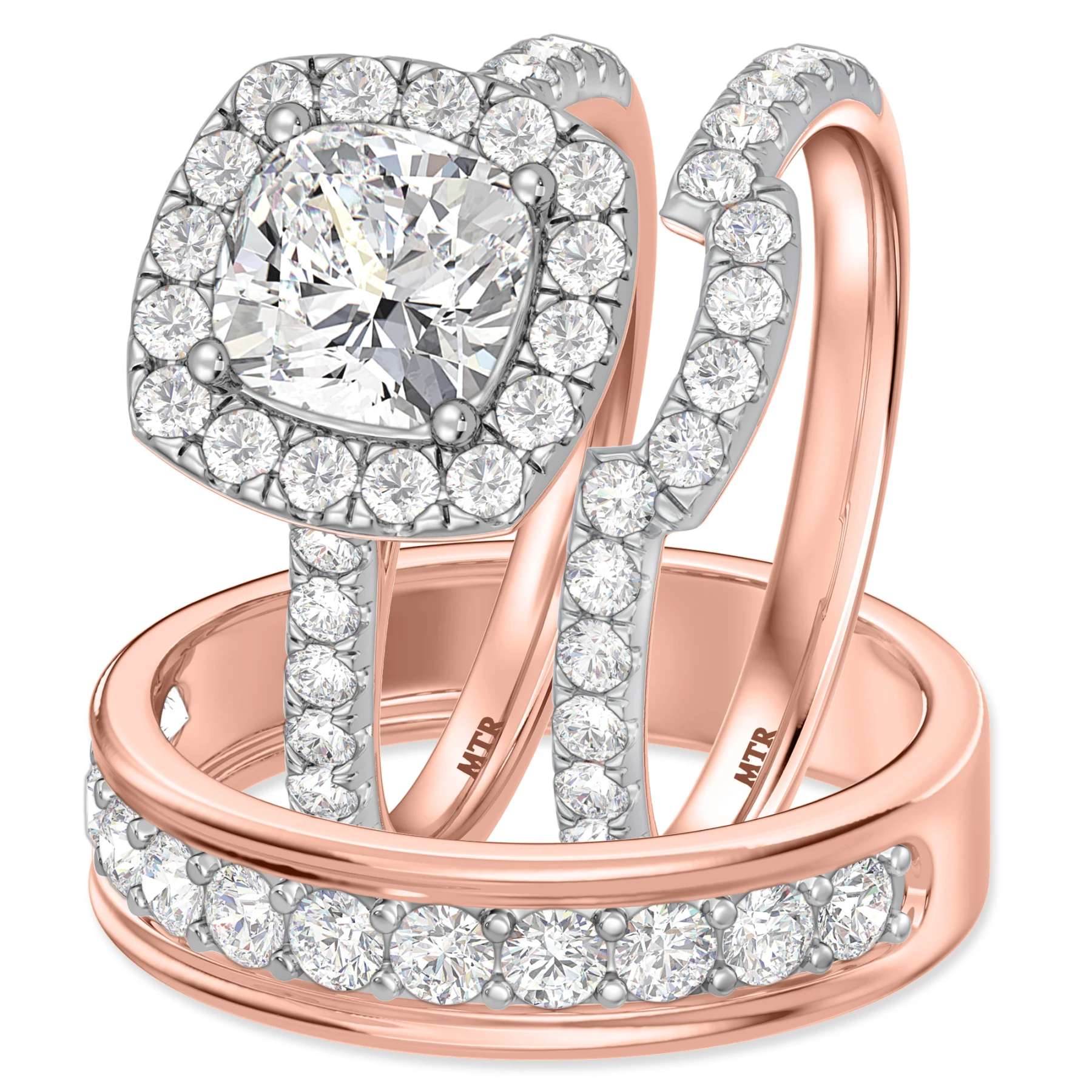 Adeola 3 7/8 ct tw. Lab Grown Diamond Cushion Solitaire Trio Set - view 1