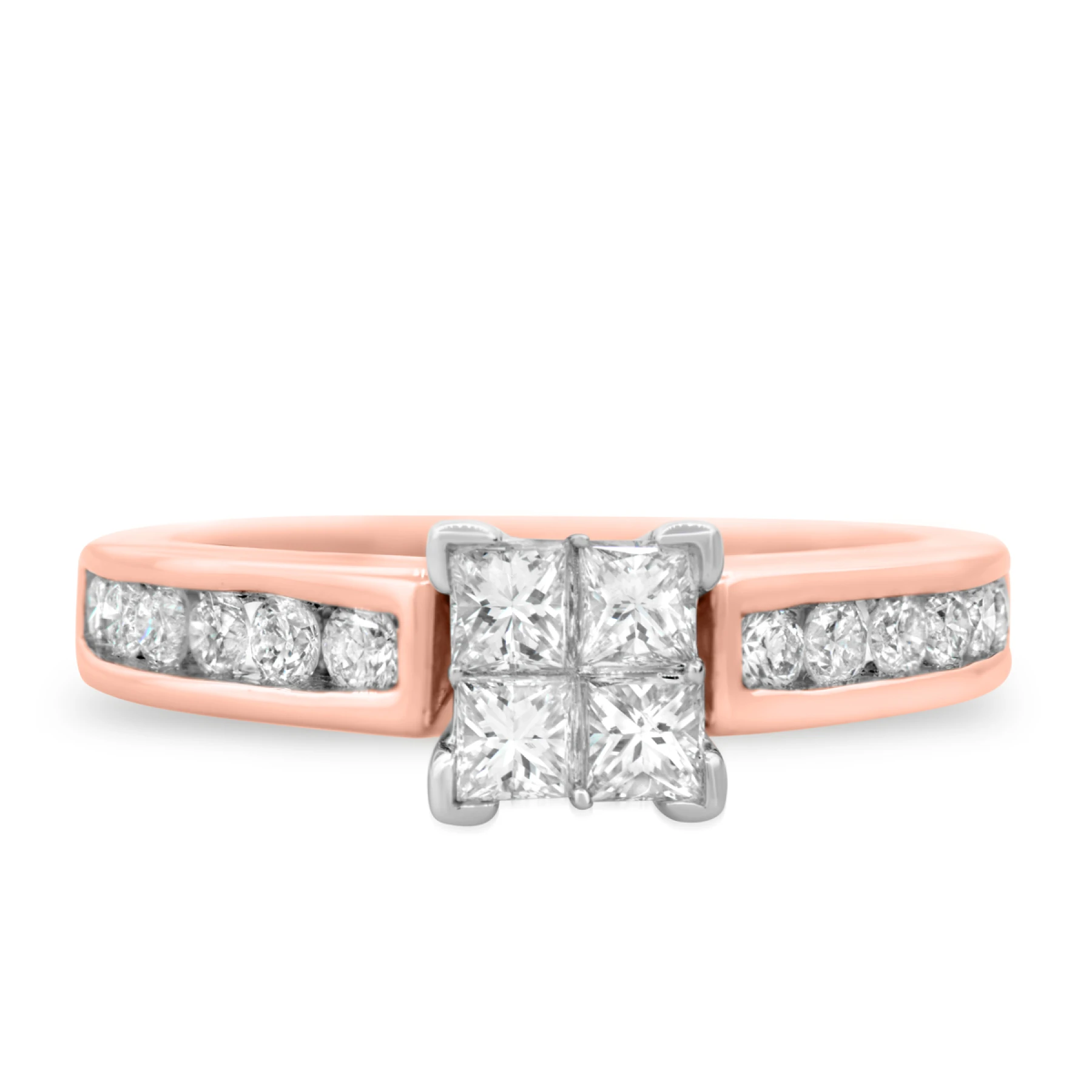 Elegance 1 ct tw. Diamond Princess Cluster Engagement Ring - view 1