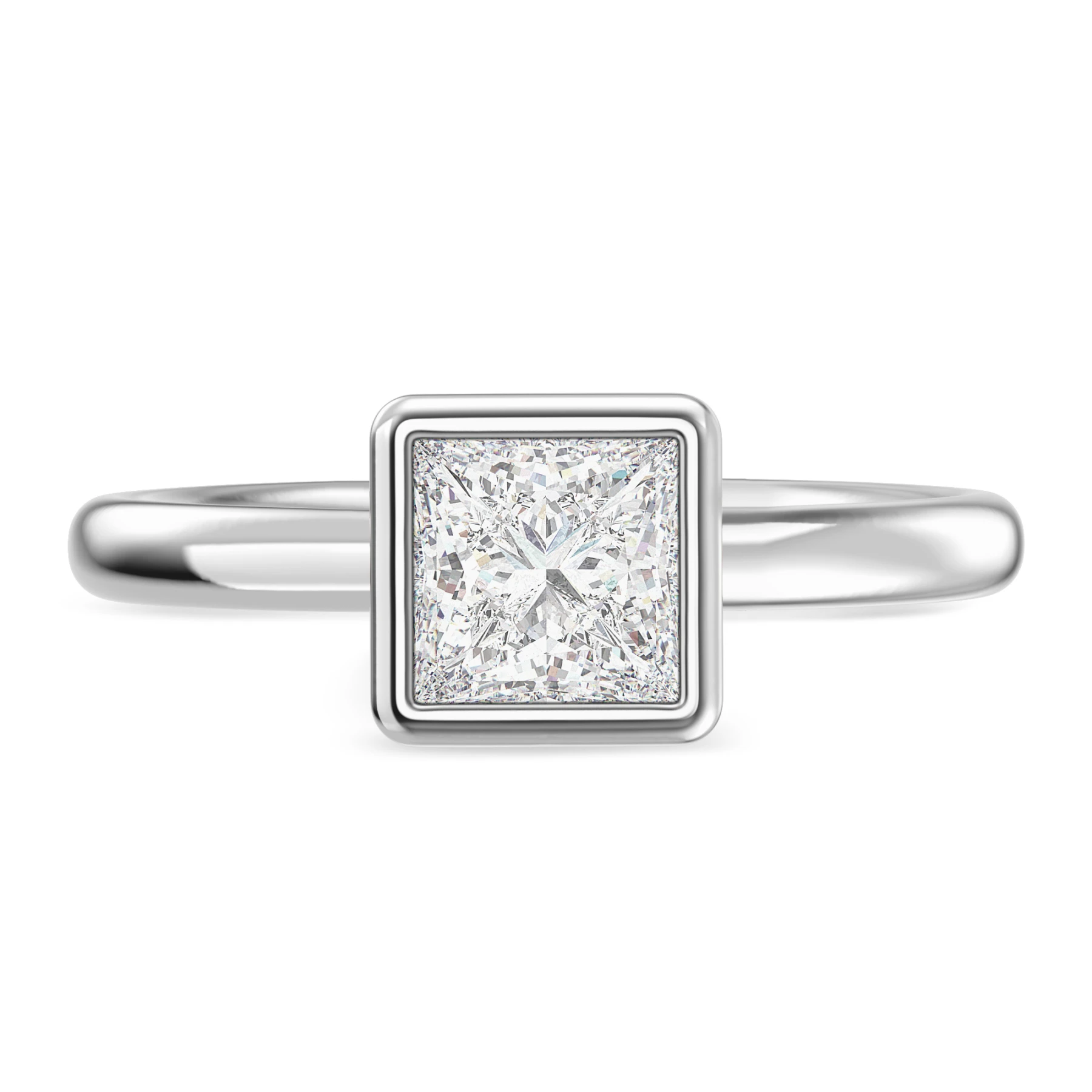Niu 1 ct tw. Lab Grown Diamond Princess Solitaire Engagement Ring Vermeil