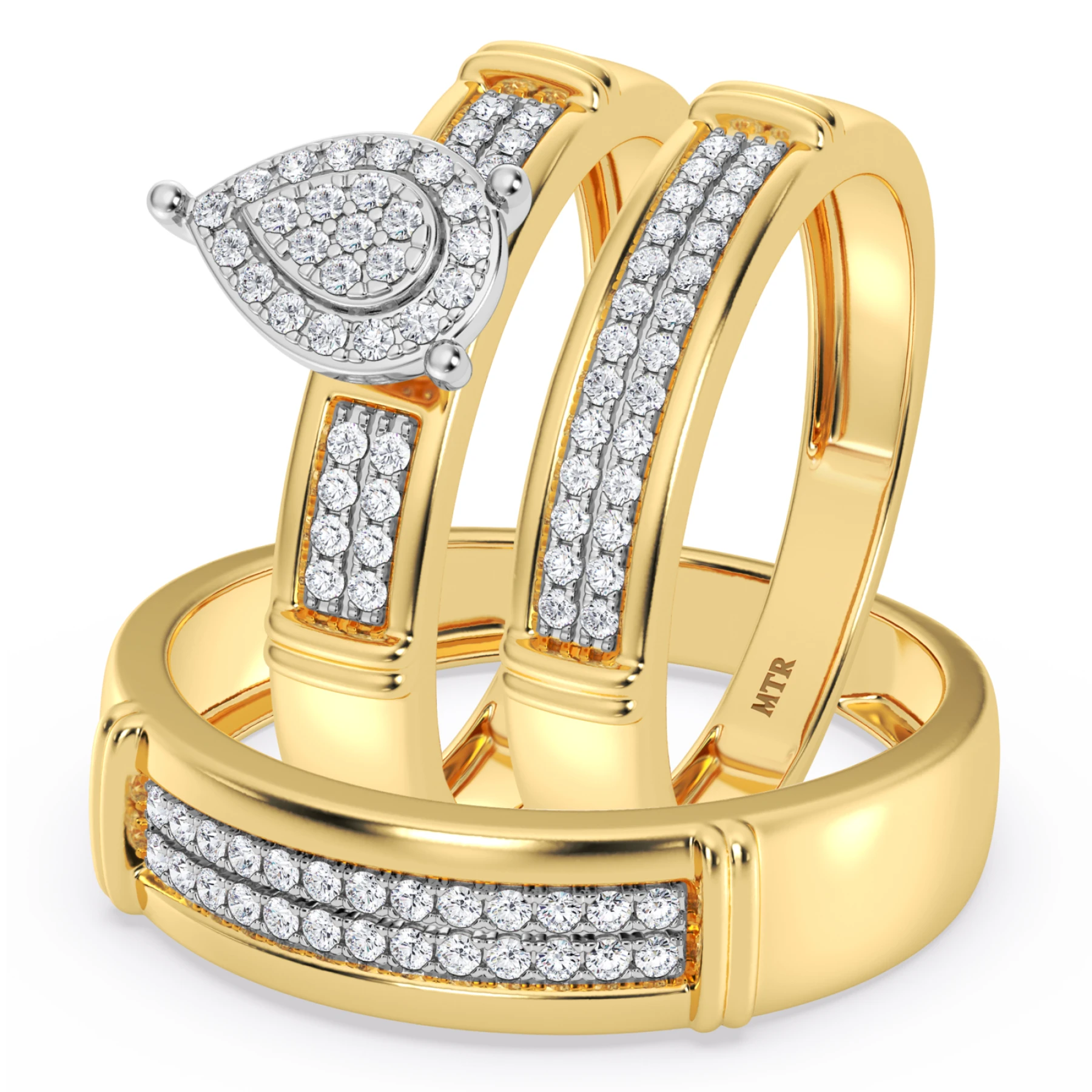 Omella 1/4 ct tw. Diamond Pear Cluster Trio Set - view 1