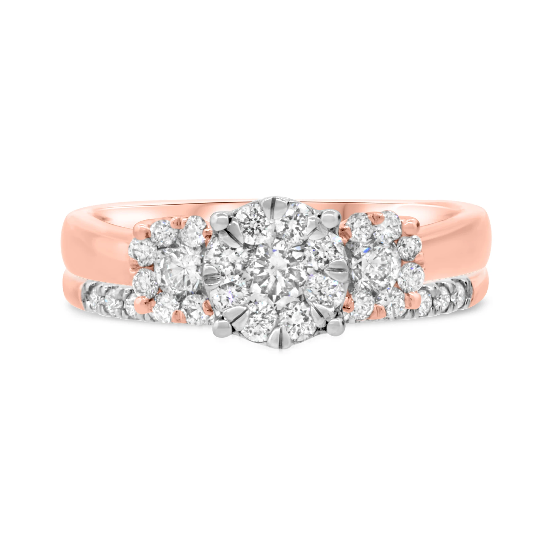 Florance 1 Carat T.W. Diamond Fancy Cluster Bridal Set - view 1