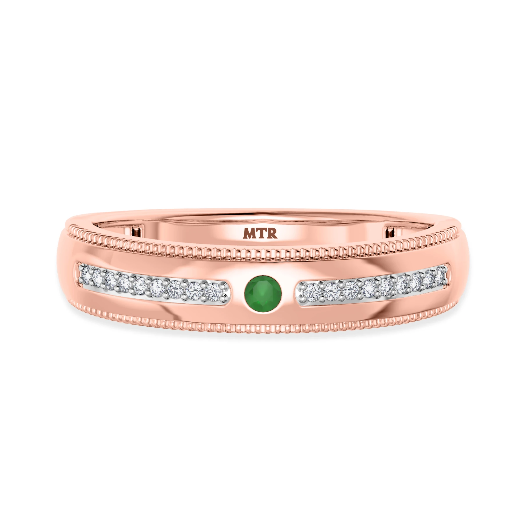 Kalina 1/7 CT. T.W. Emerald and Diamond Mens Wedding Band
