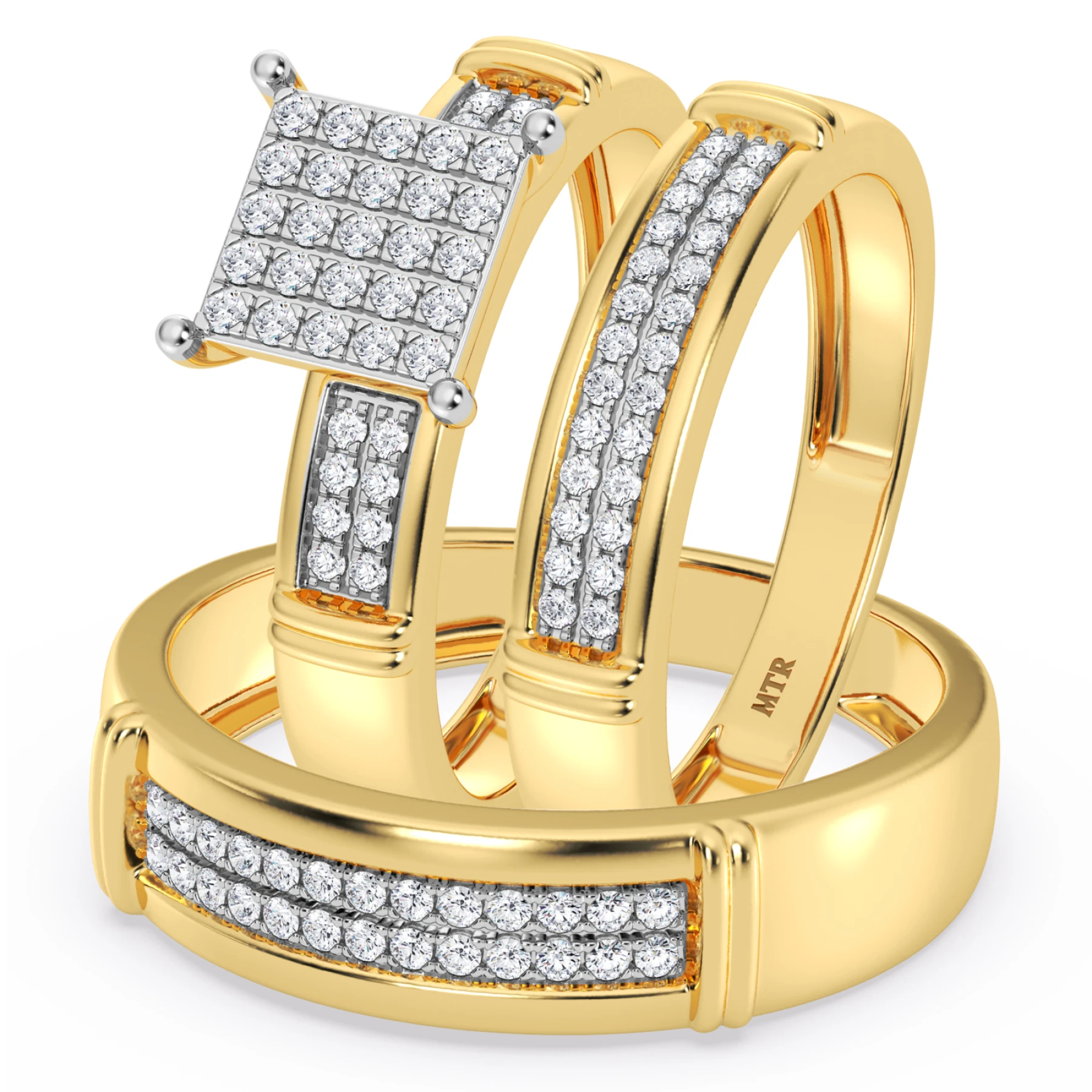 Omella 1/4 ct tw. Diamond Princess Cluster Trio Set - view 1