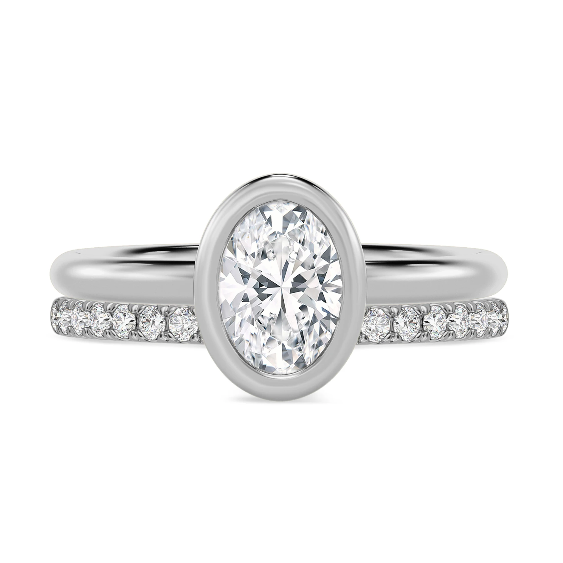 Niu 1 1/7 ct tw. Lab Grown Diamond Oval Solitaire Bridal Set Vermeil
