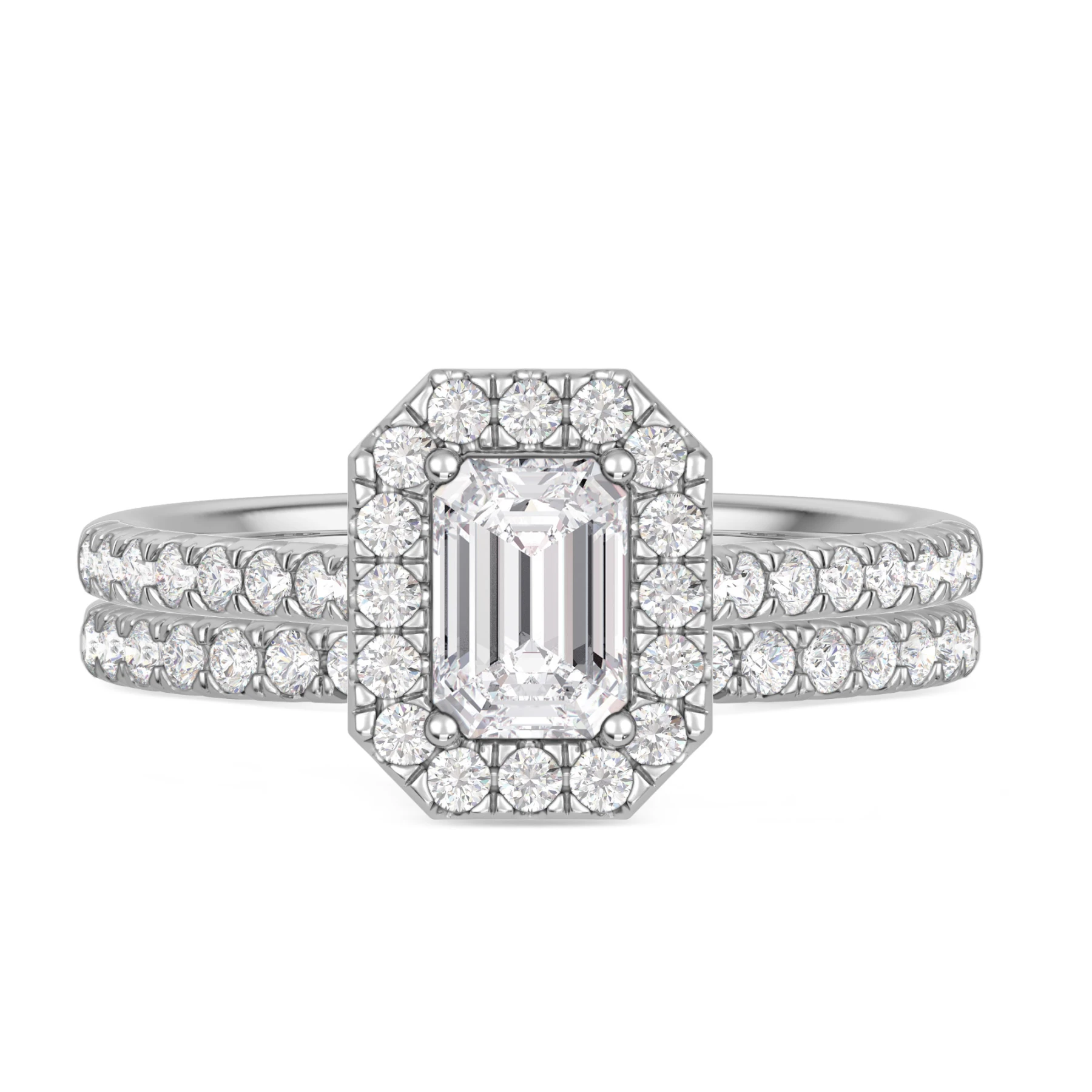 Adeola 1 1/3 ct tw. Lab Grown Diamond Emerald Solitaire Bridal Set Vermeil