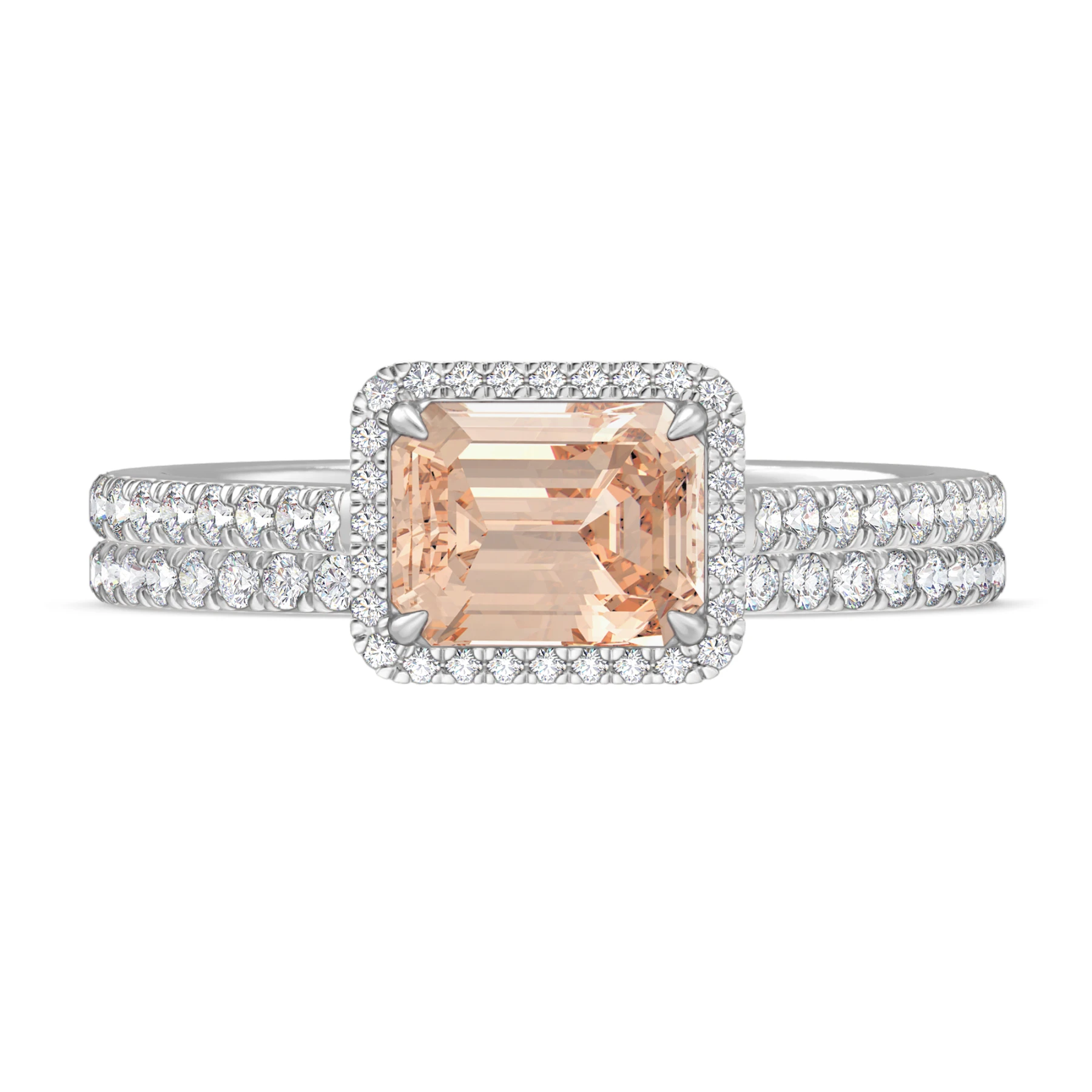 Madden 2 5/8 Carat T.W. Morganite and Diamond Matching Bridal Ring Set