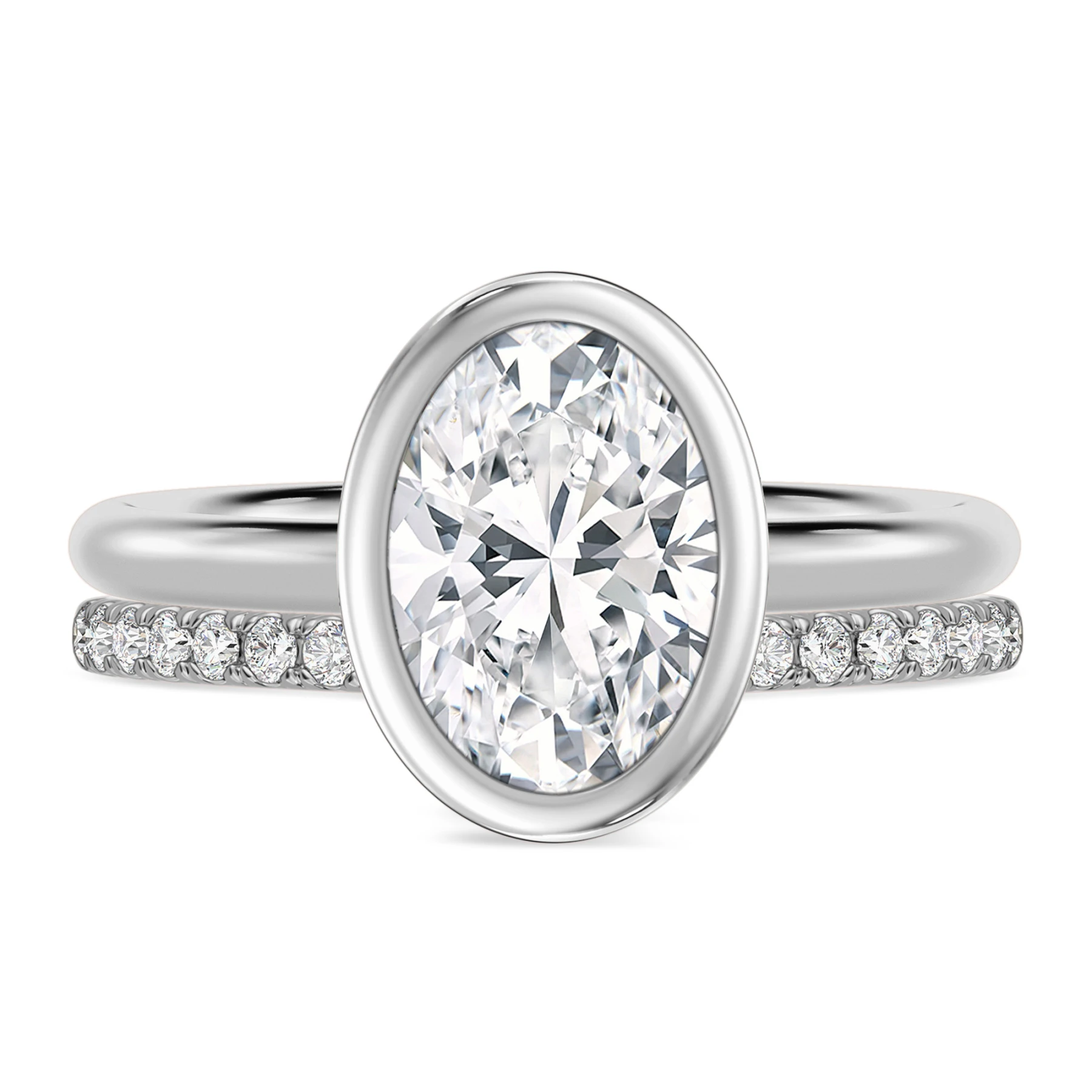 Niu 3 1/7 ct tw. Lab Grown Diamond Oval Solitaire Bridal Set Vermeil