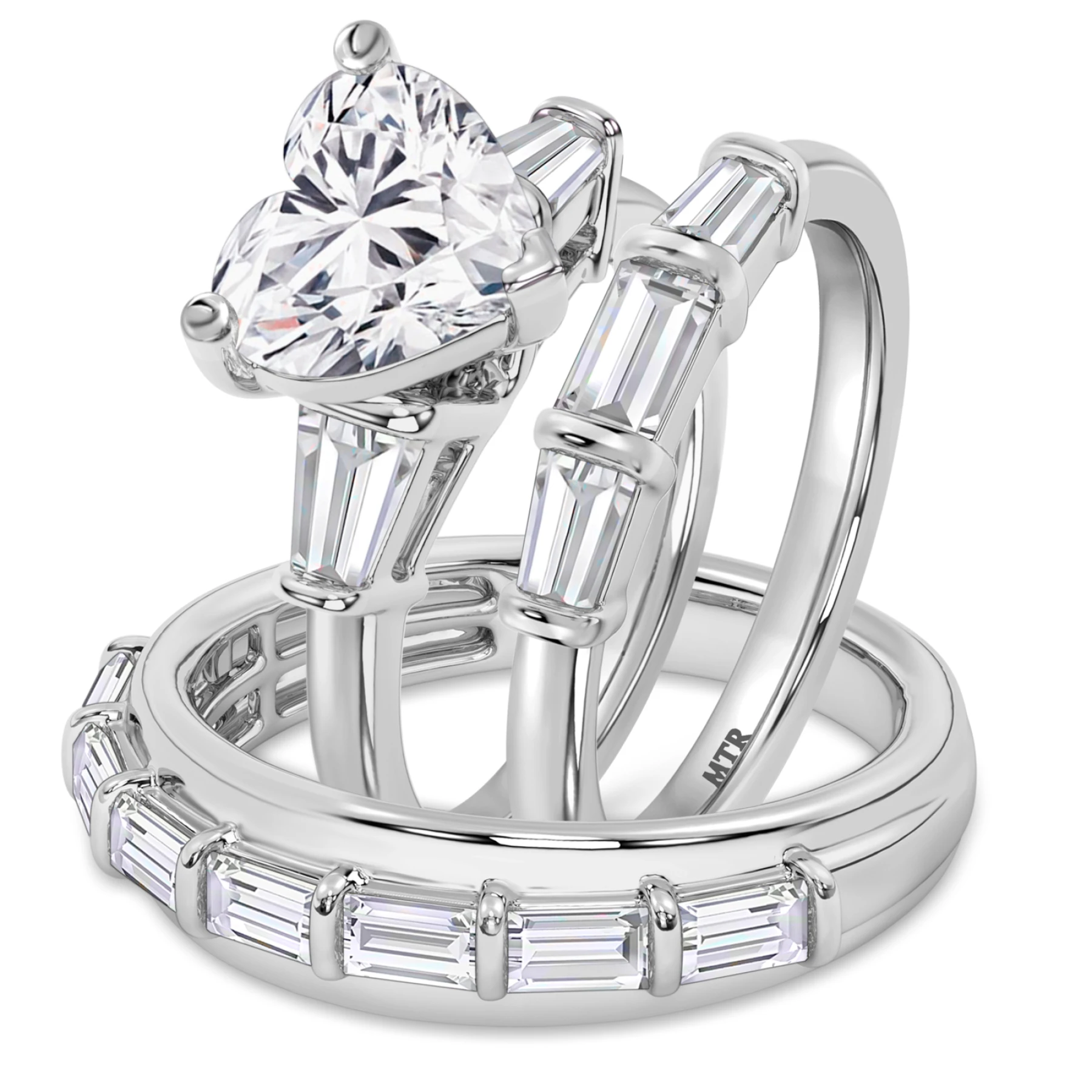 Canna 5 1/3 ct tw. Lab Grown Diamond Heart Solitaire Trio Set - view 1
