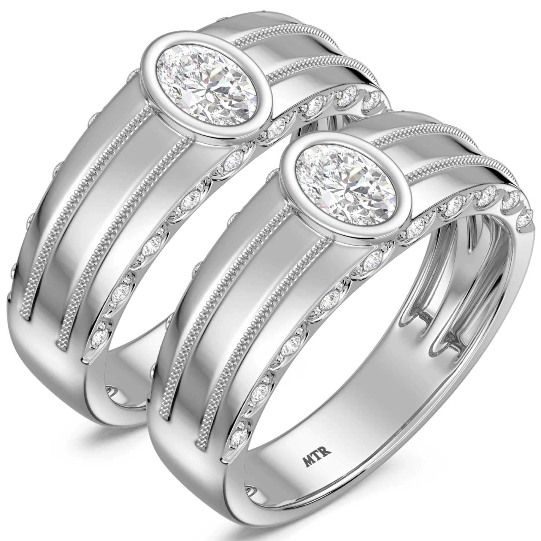 Palmona 1 1/3 ct tw. Lab Grown Diamond Same Sex Mens Band Set