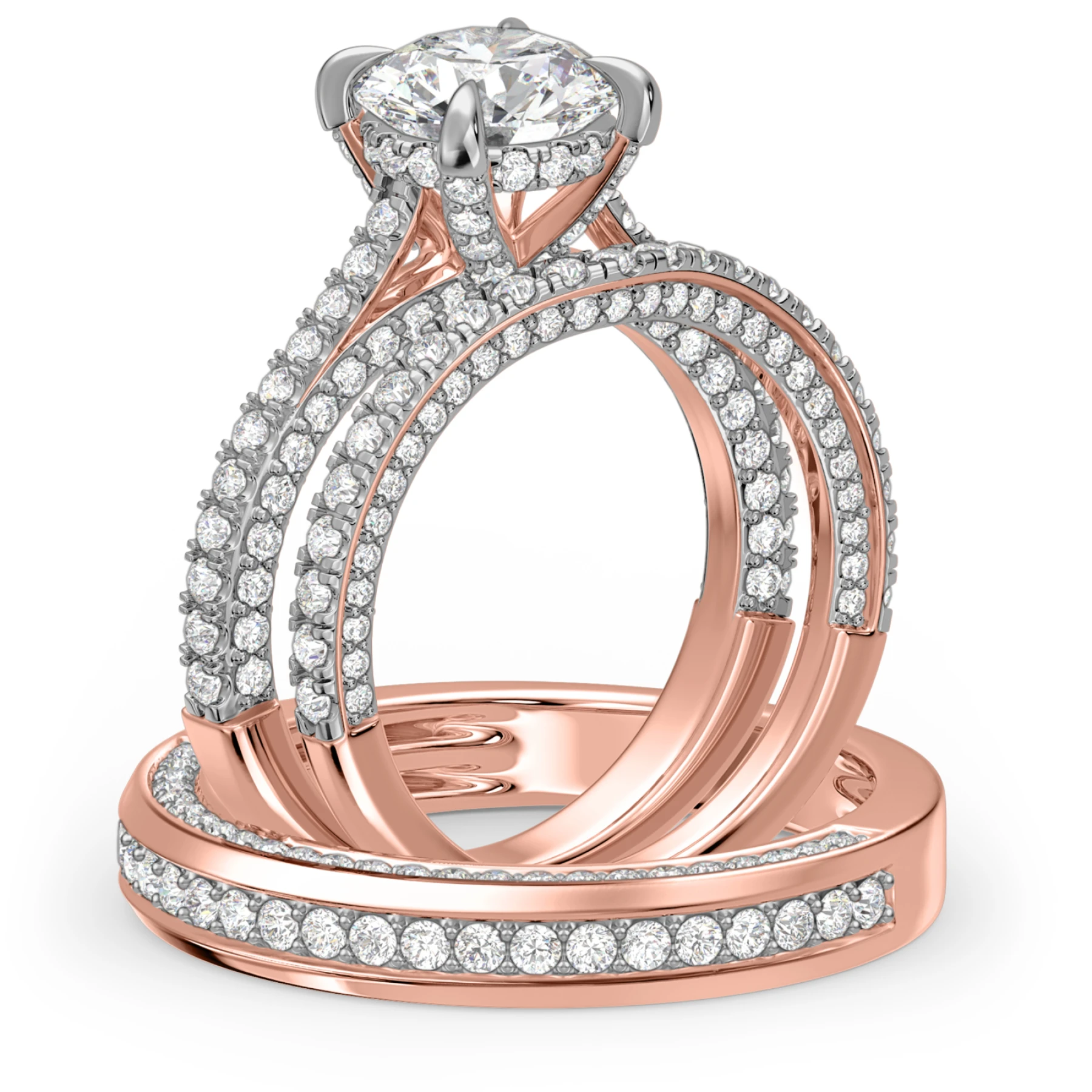 Siena 3 2/3 ct tw. Lab Grown Diamond Round Solitaire Trio Set - view 1