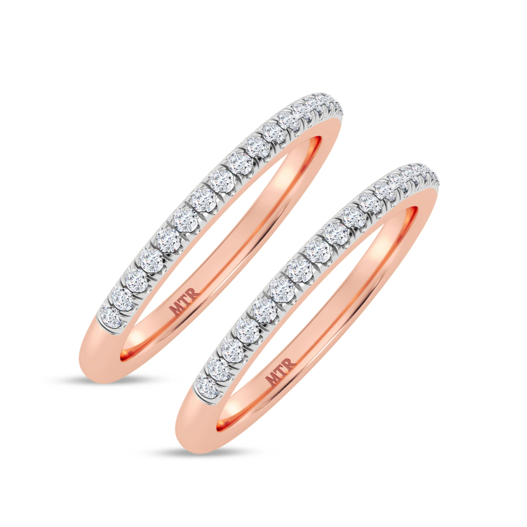 Nikau 3/8 ct tw. Lab Grown Diamond Same Sex Ladies Band Set 10K Rose Solid Gold - view 1
