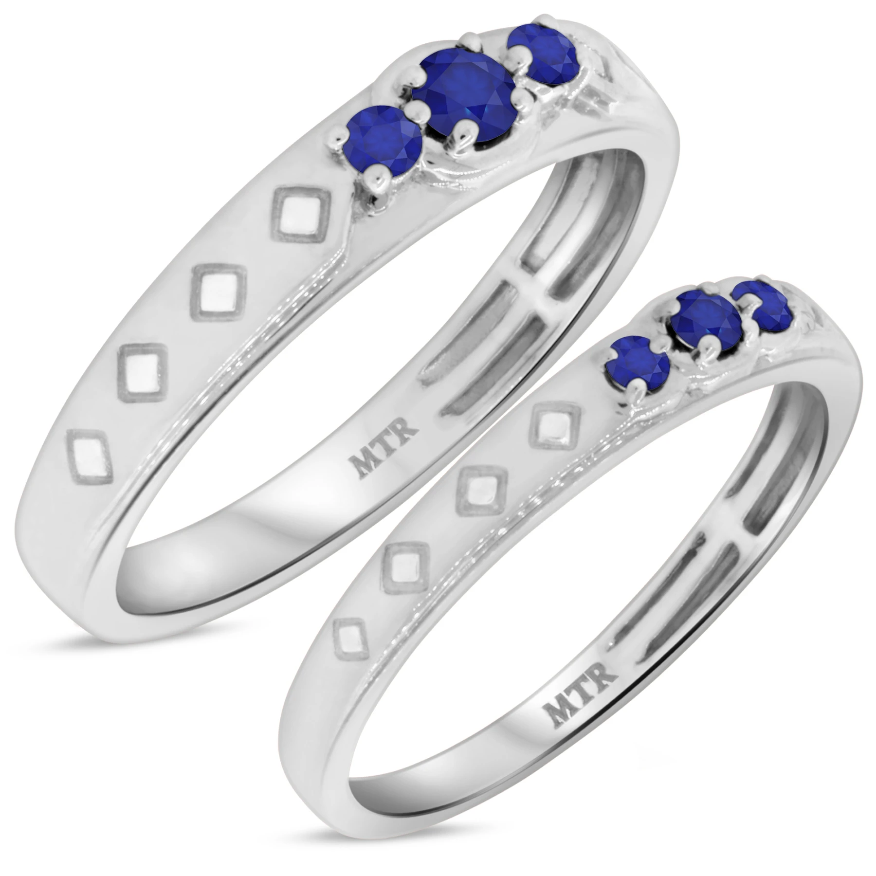 Azaleia 1/3 Carat T.W. Sapphire and Diamond Matching Wedding Band Set - view 1