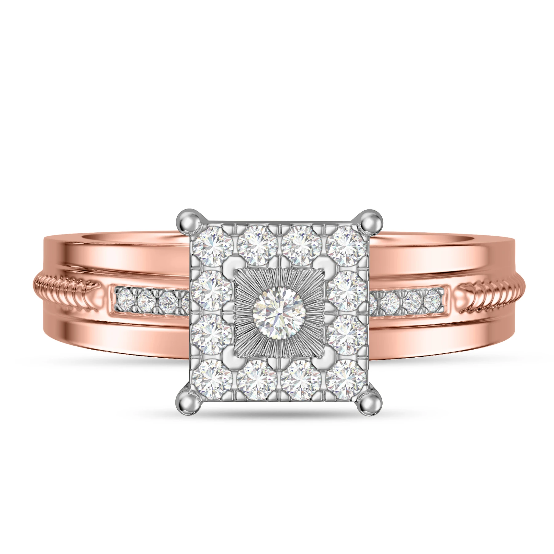 Harmonee 1/3 ct tw. Diamond Princess Cluster Engagement Ring - view 1