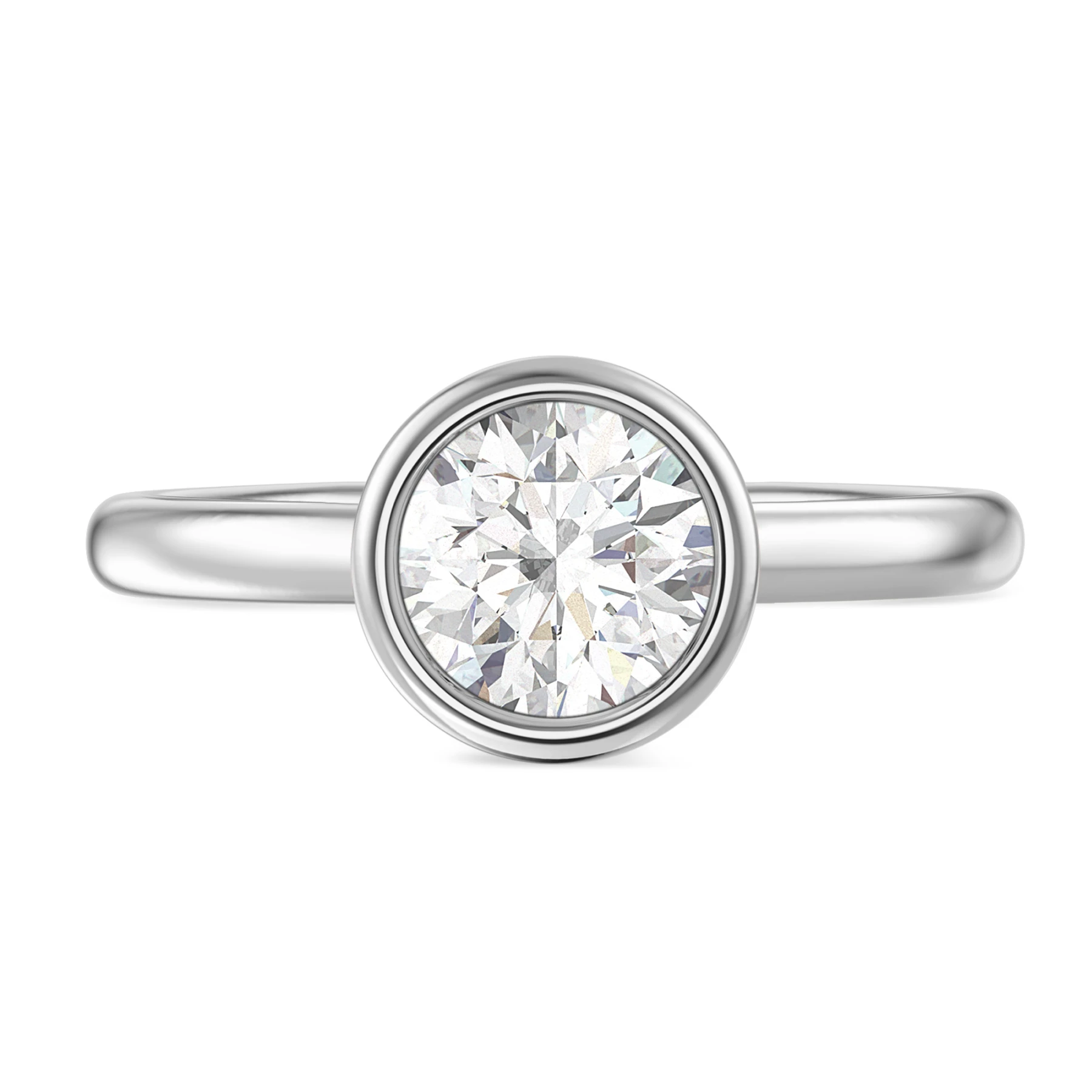 Niu 1 ct tw. Lab Grown Diamond Round Solitaire Engagement Ring Vermeil