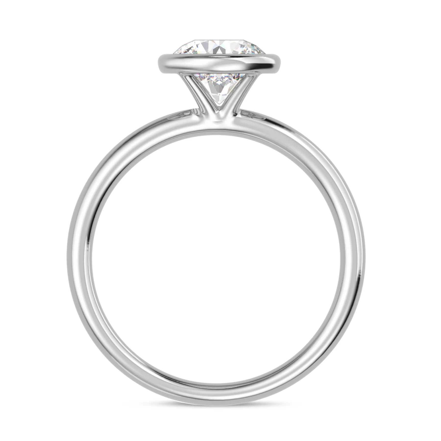 Niu 1 ct tw. Lab Grown Diamond Round Solitaire Engagement Ring 14K White Gold Vermeil - view 4
