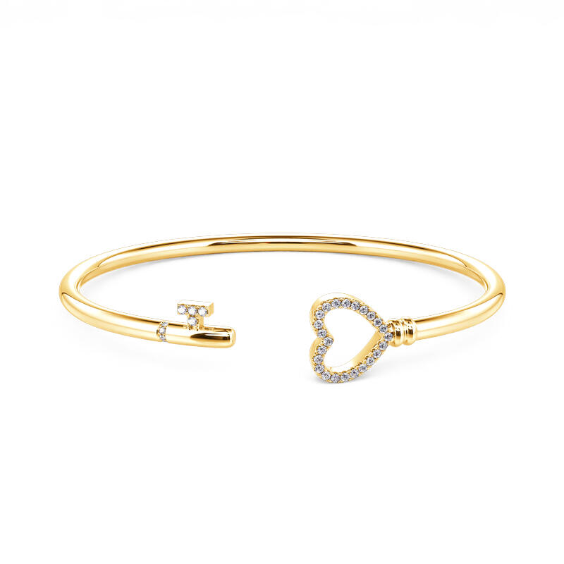 "Key to My Heart" Sterling Silver Bangle
