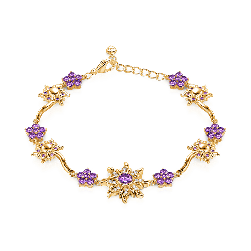 Fashion Purple Stone Gold Sunflower Bracelet