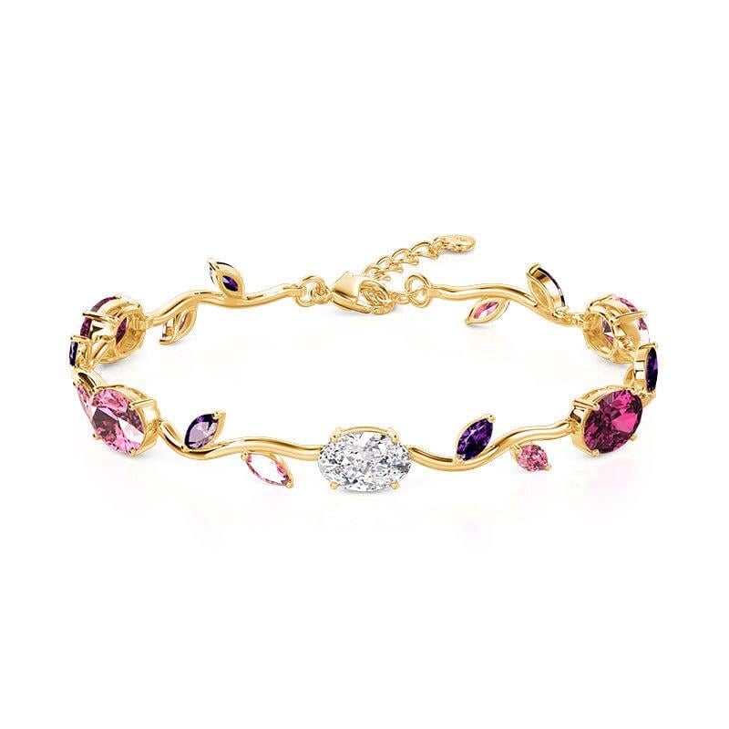 Blossom Tulip Gold Bracelet with Oval Marquise Cut Stone