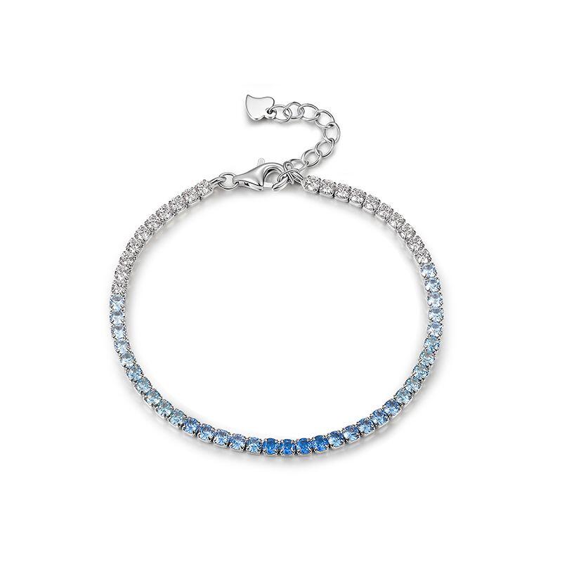 Blue Gradient Tennis Bracelet Sterling Silver