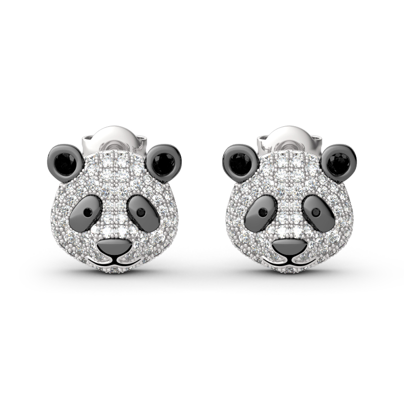 "Be Calm and Steady" Cute Panda Sterling Silver Earrings