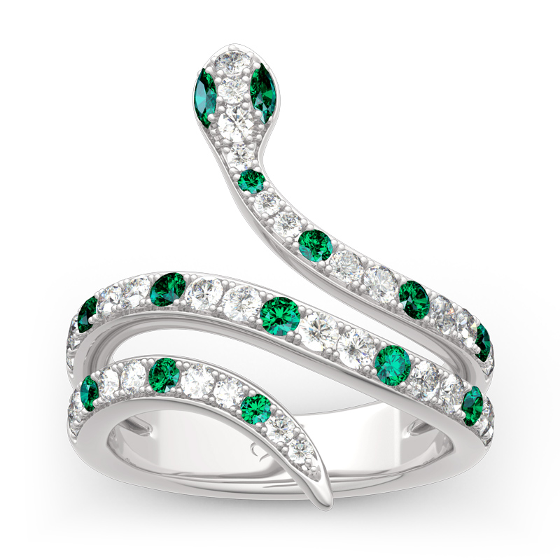 Snake Shape Sterling Silver Cocktail Ring