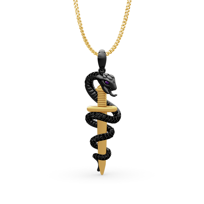 "Never Give Up" Mamba and Dagger Sterling Silver Memorial Necklace