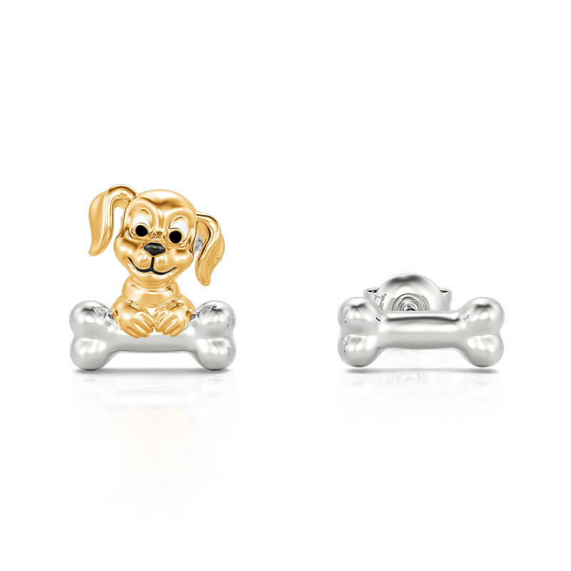 "Dog＆Bone" Sterling Silver Mismatched Earrings