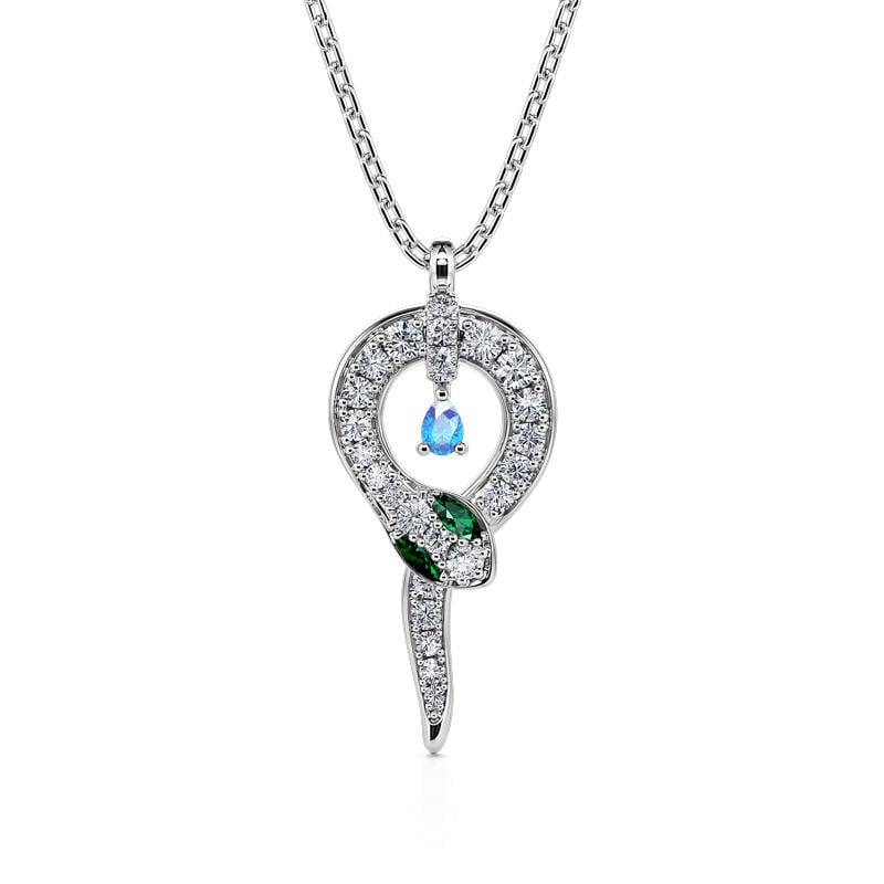 "Spiritual Rebirth" Snake Pear Cut Sterling Silver Necklace