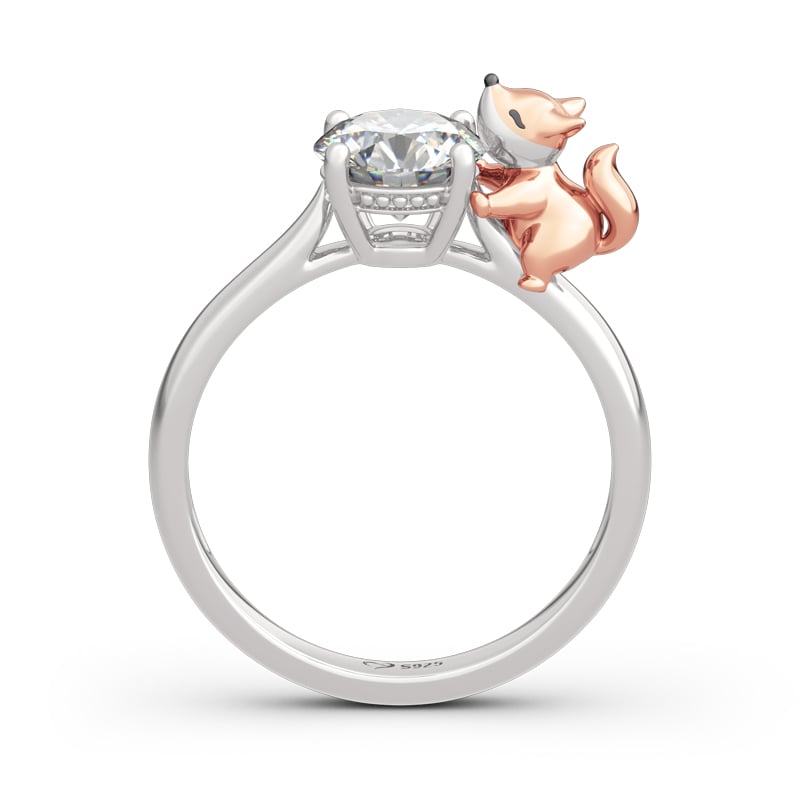 Hug Me "Baby Fox" Round Cut Sterling Silver Ring