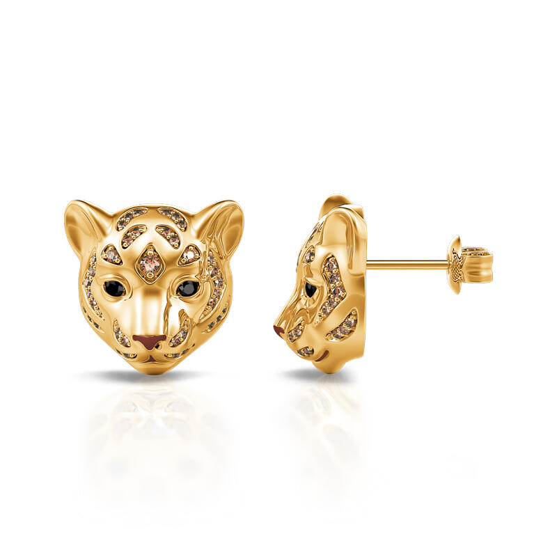 Juelvia "King of the Jungle" Tiger Sterling Silver Earrings